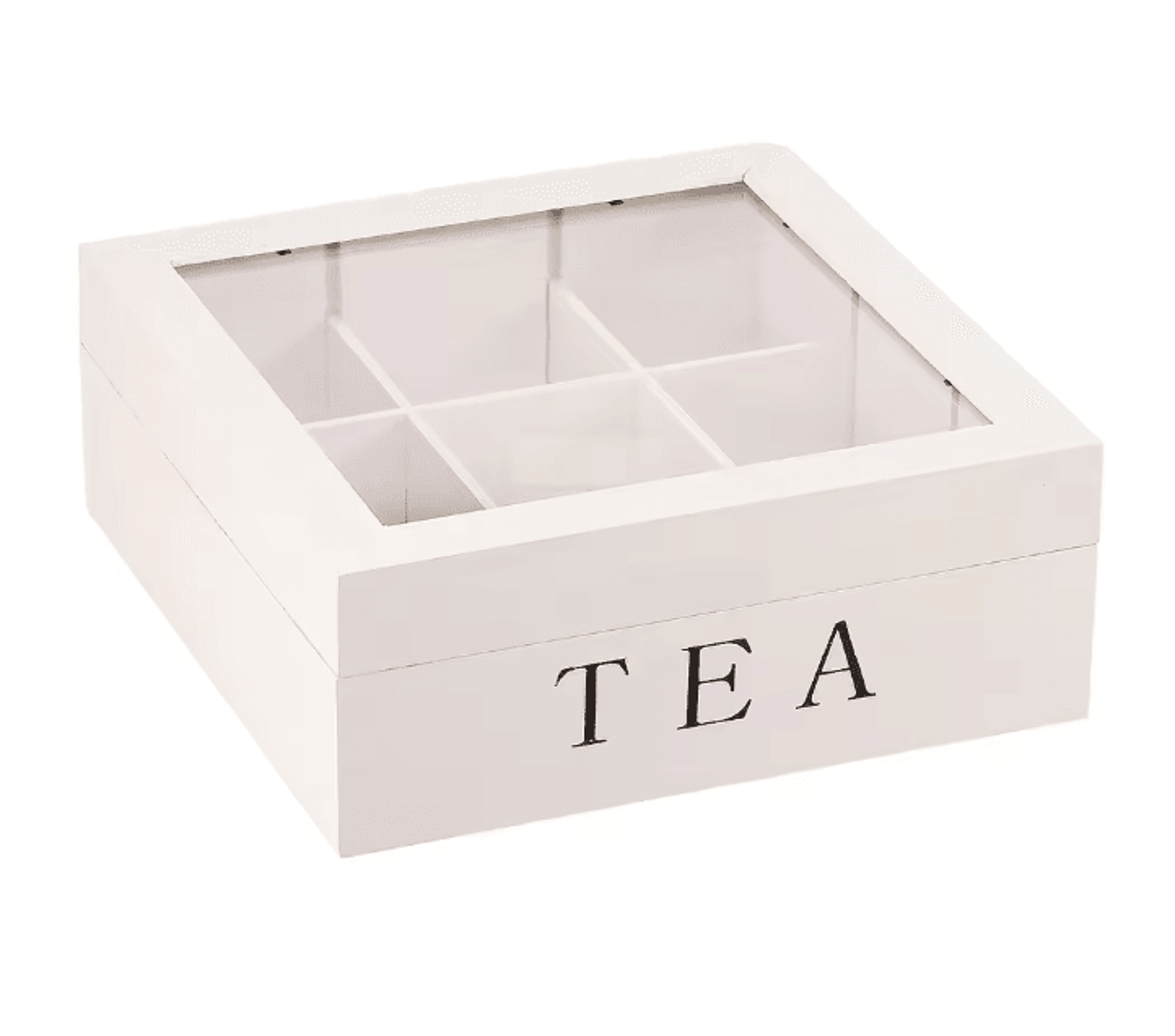 Wood Tea Bag Storage Box With Clear Lid And Dividers 5