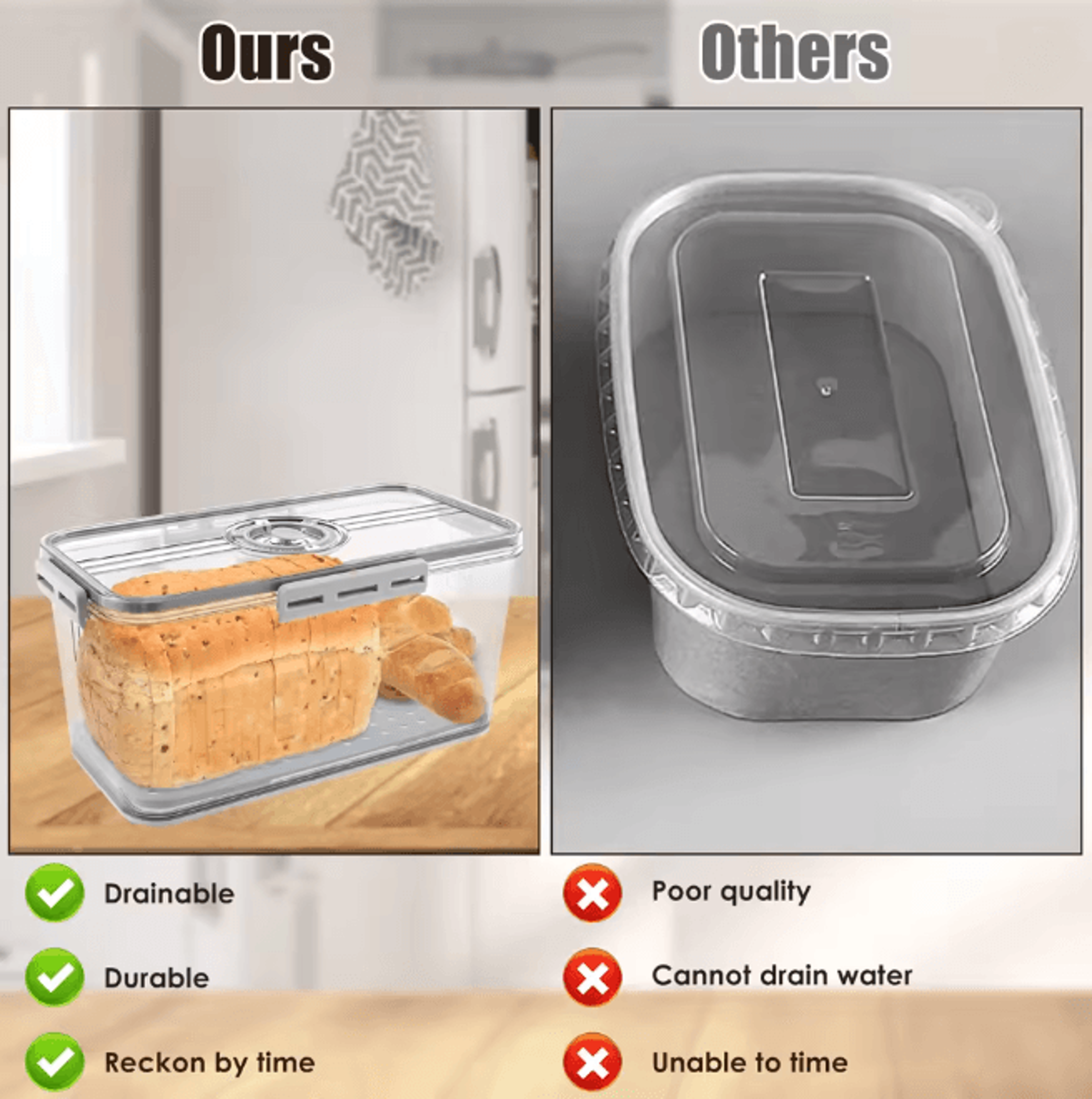 Airtight Bread Box Food Sealing Container With Time Recording 2