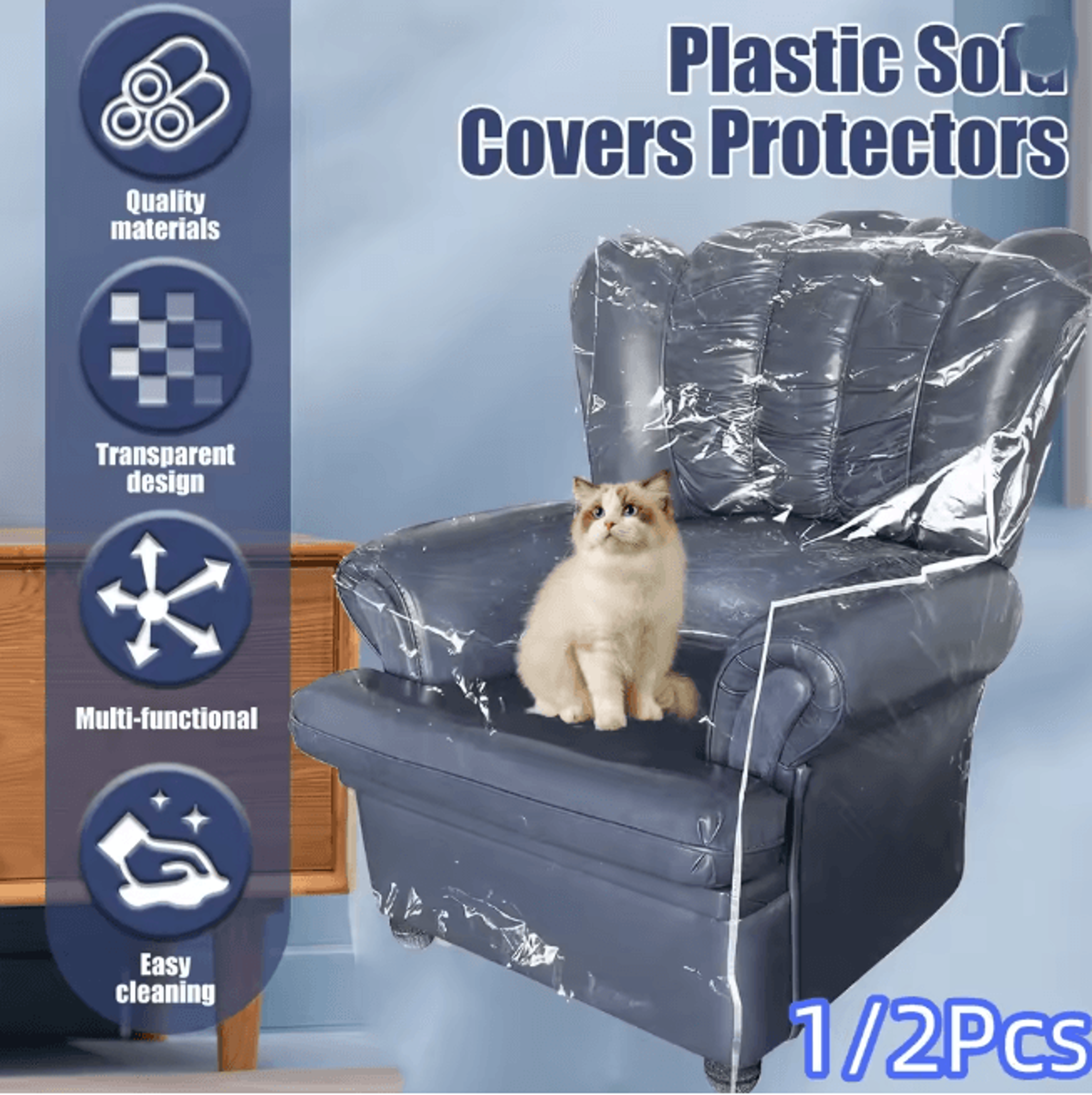 Clear Waterproof Couch Cover Pet Sofa Protector For Armchair And Recliner 0