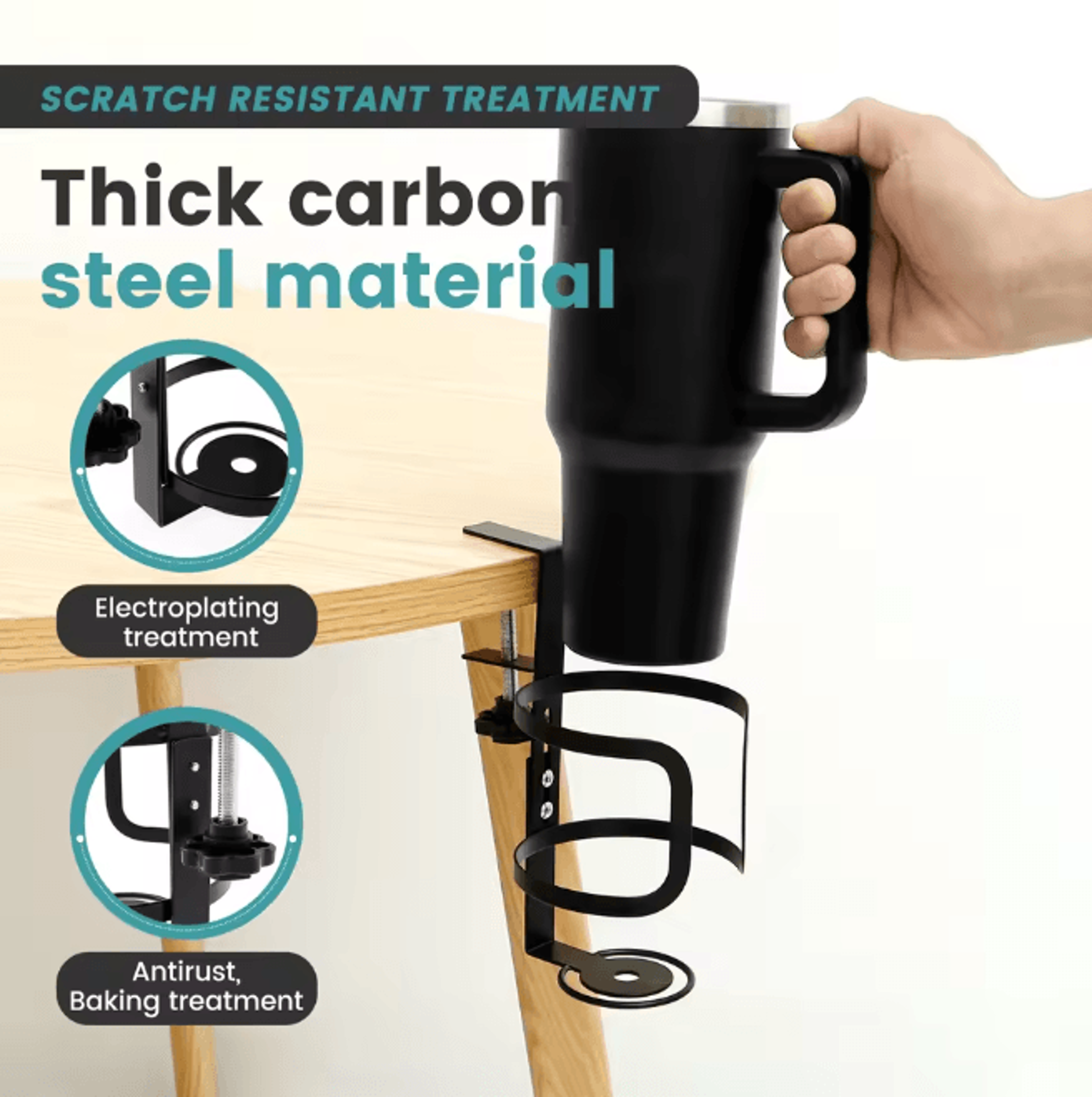 Adjustable Desk Cup Holder Clip On Mug And Headphone Organizer 1
