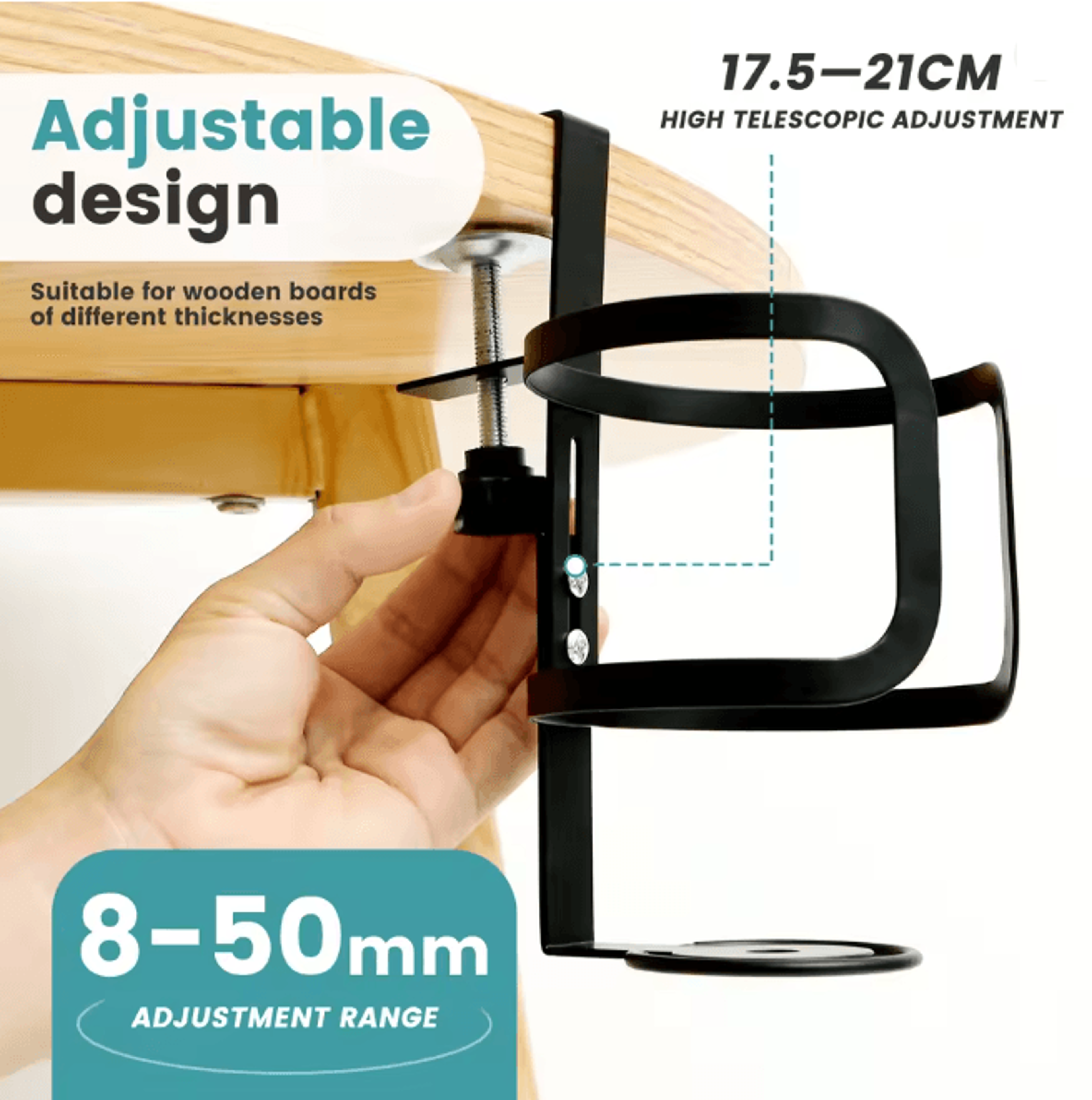 Adjustable Desk Cup Holder Clip On Mug And Headphone Organizer 2