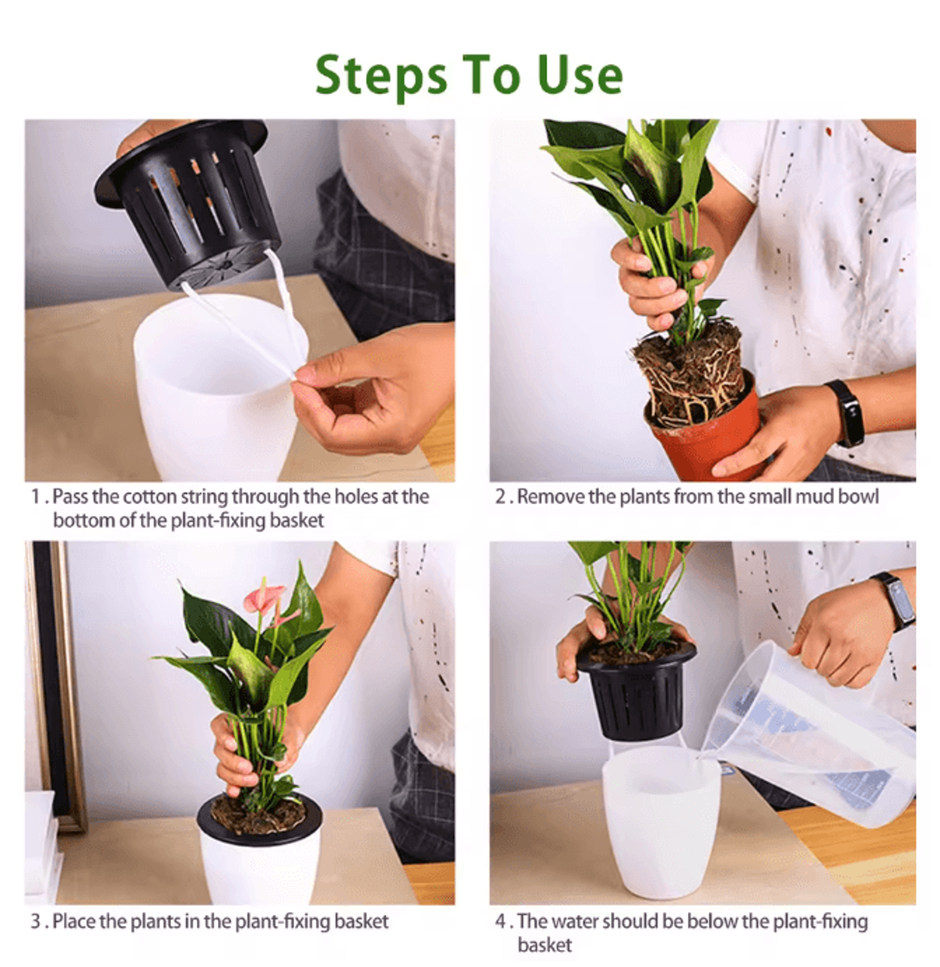 Self Watering Flower Pots Automatic Water Absorbing Plant Pots Set 1