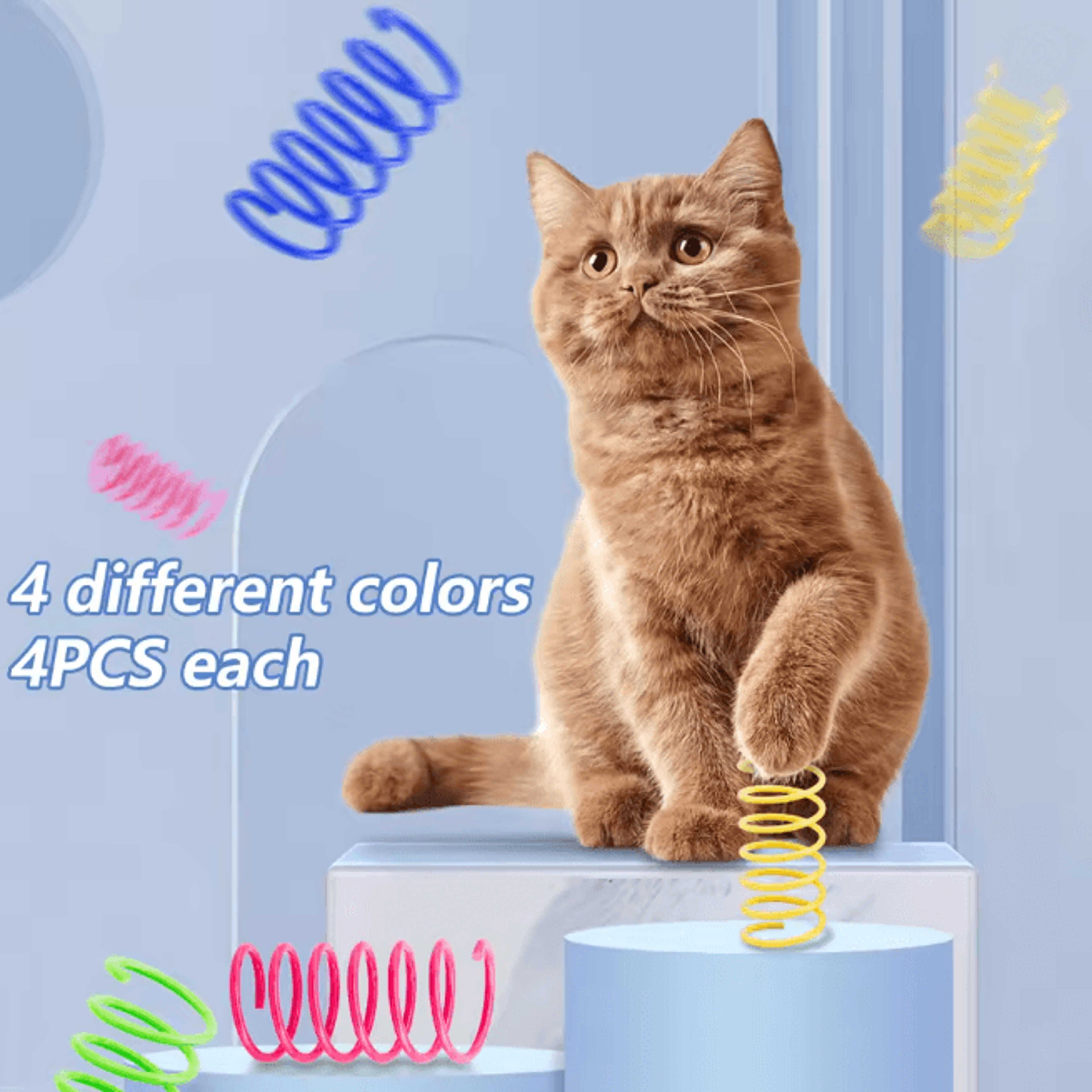 Colorful Cat Spring Toys Interactive Coil Play Set 16 Pieces 3