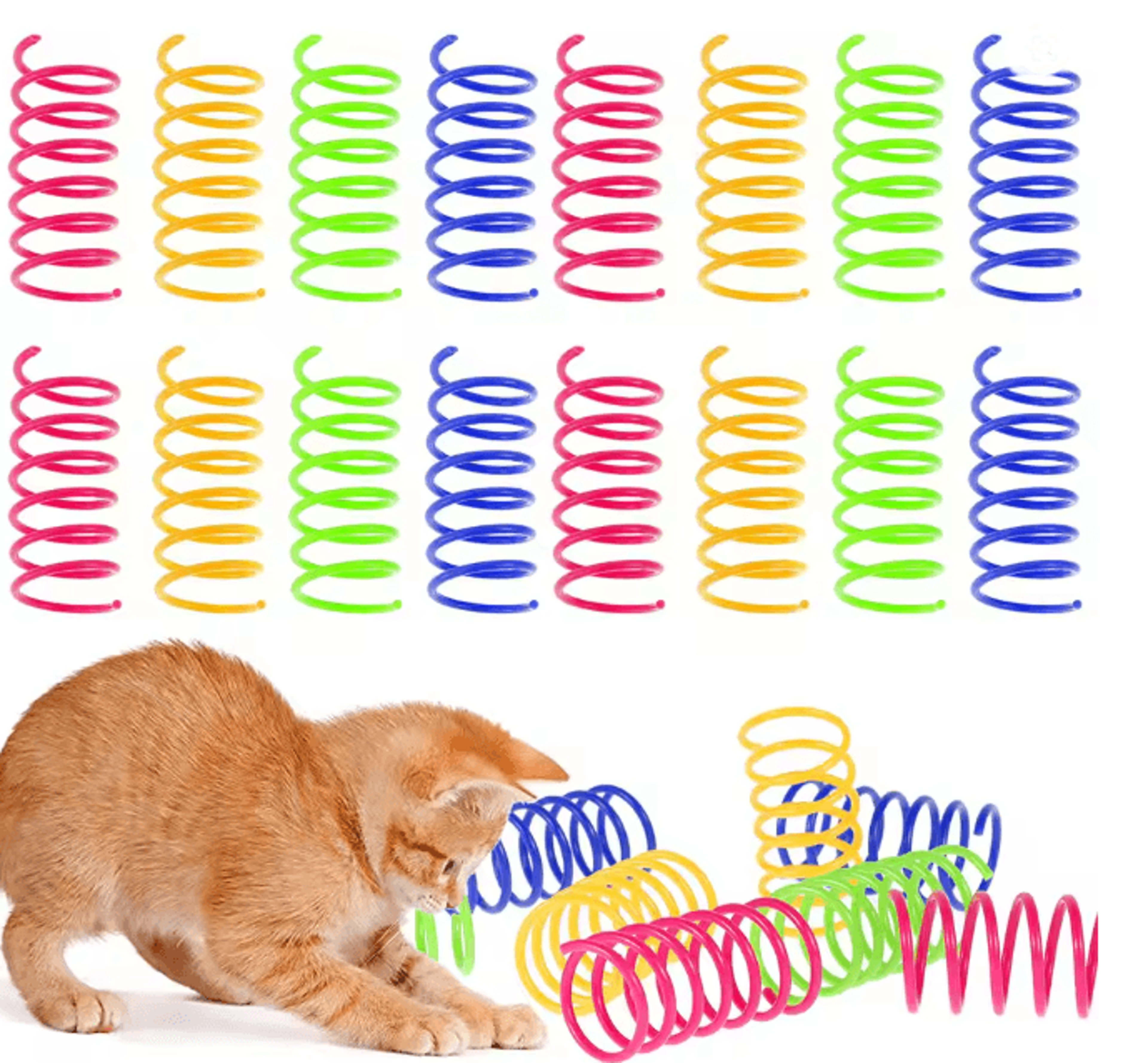 Colorful Cat Spring Toys Interactive Coil Play Set 16 Pieces 5