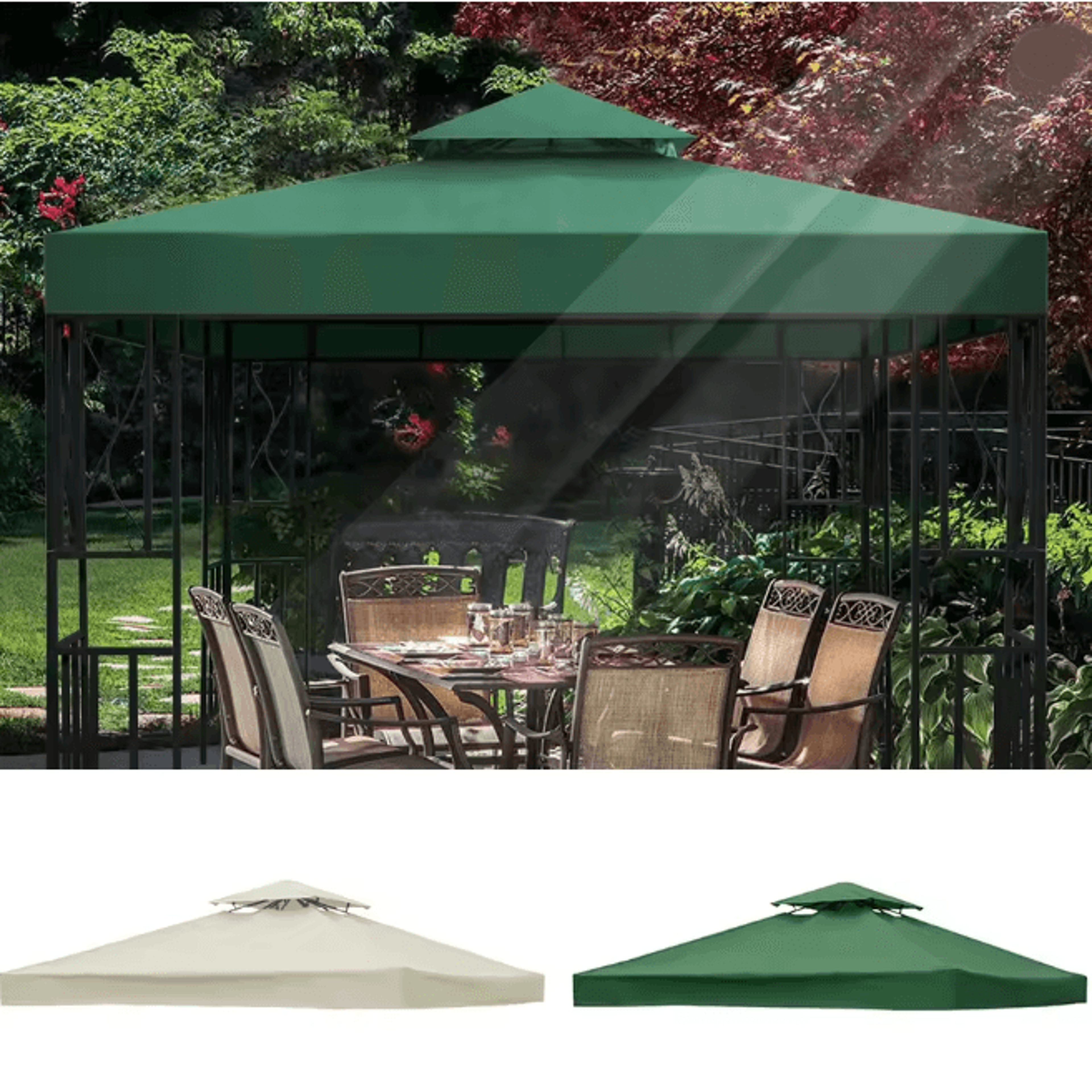 Waterproof Garden Gazebo Replacement Canopy Roof Cover For Outdoor Shade 0