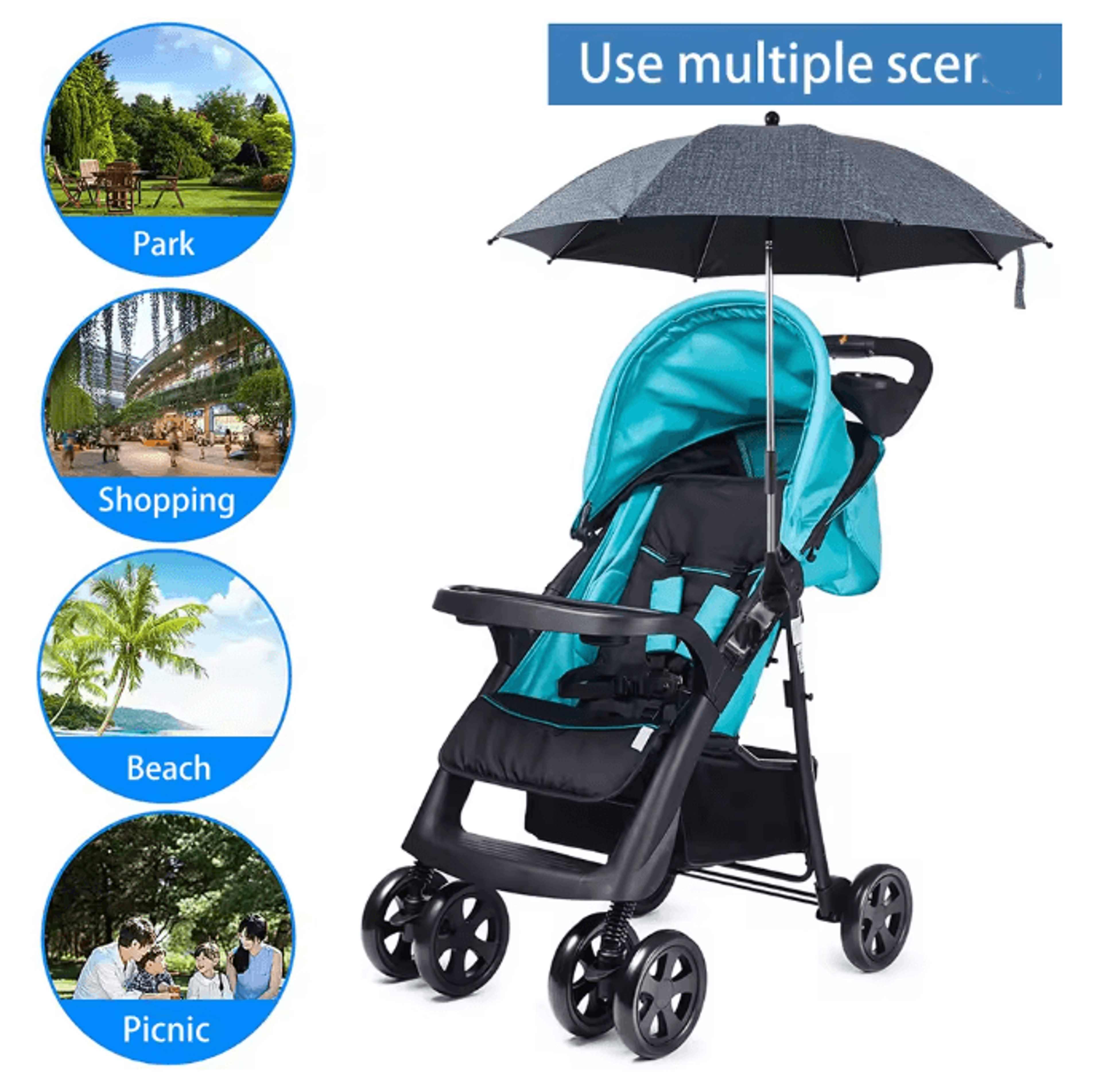 Universal Baby Stroller Umbrella Adjustable UV Protection Shade For Prams 2