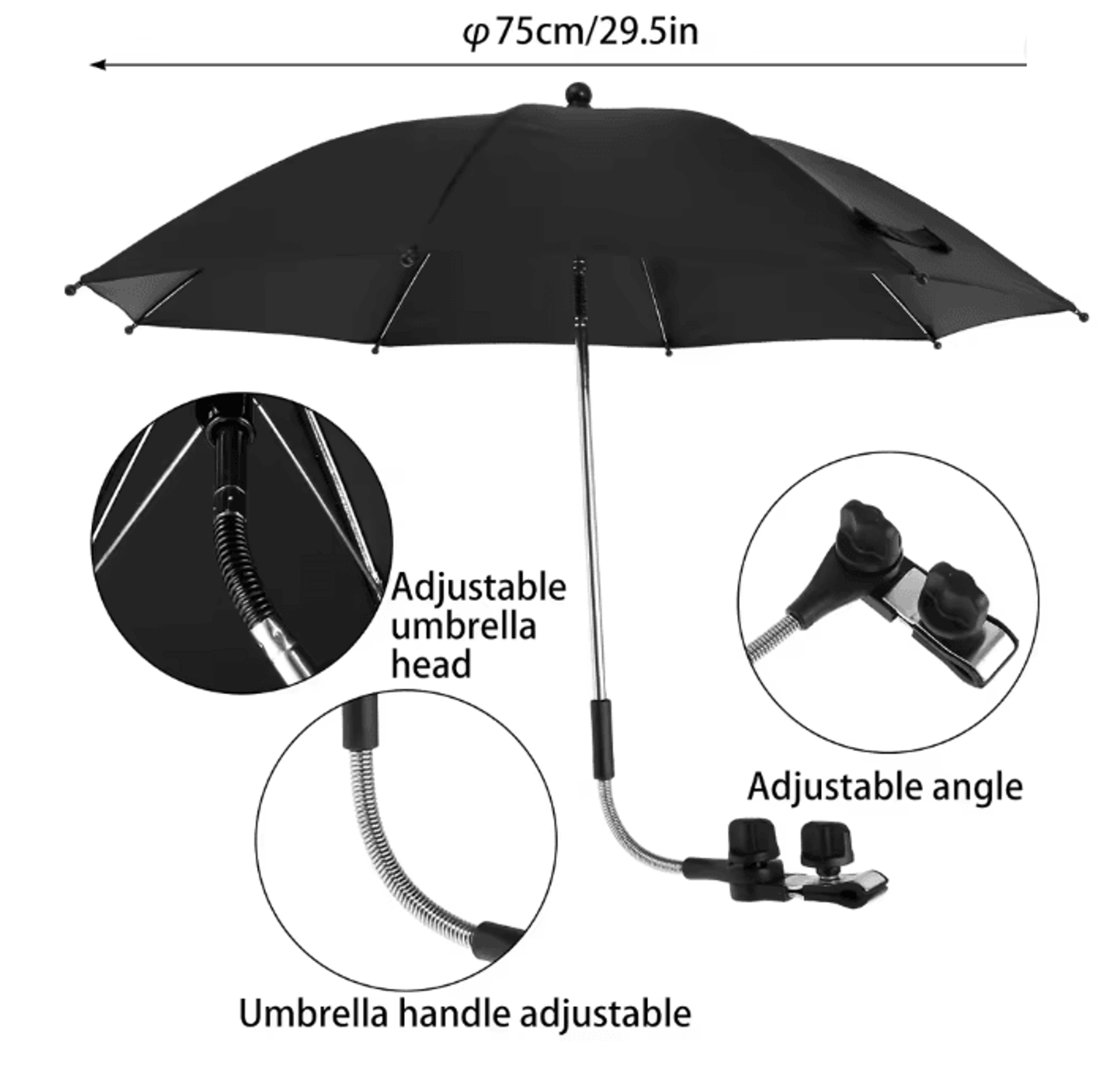 Universal Baby Stroller Umbrella Adjustable UV Protection Shade For Prams 4