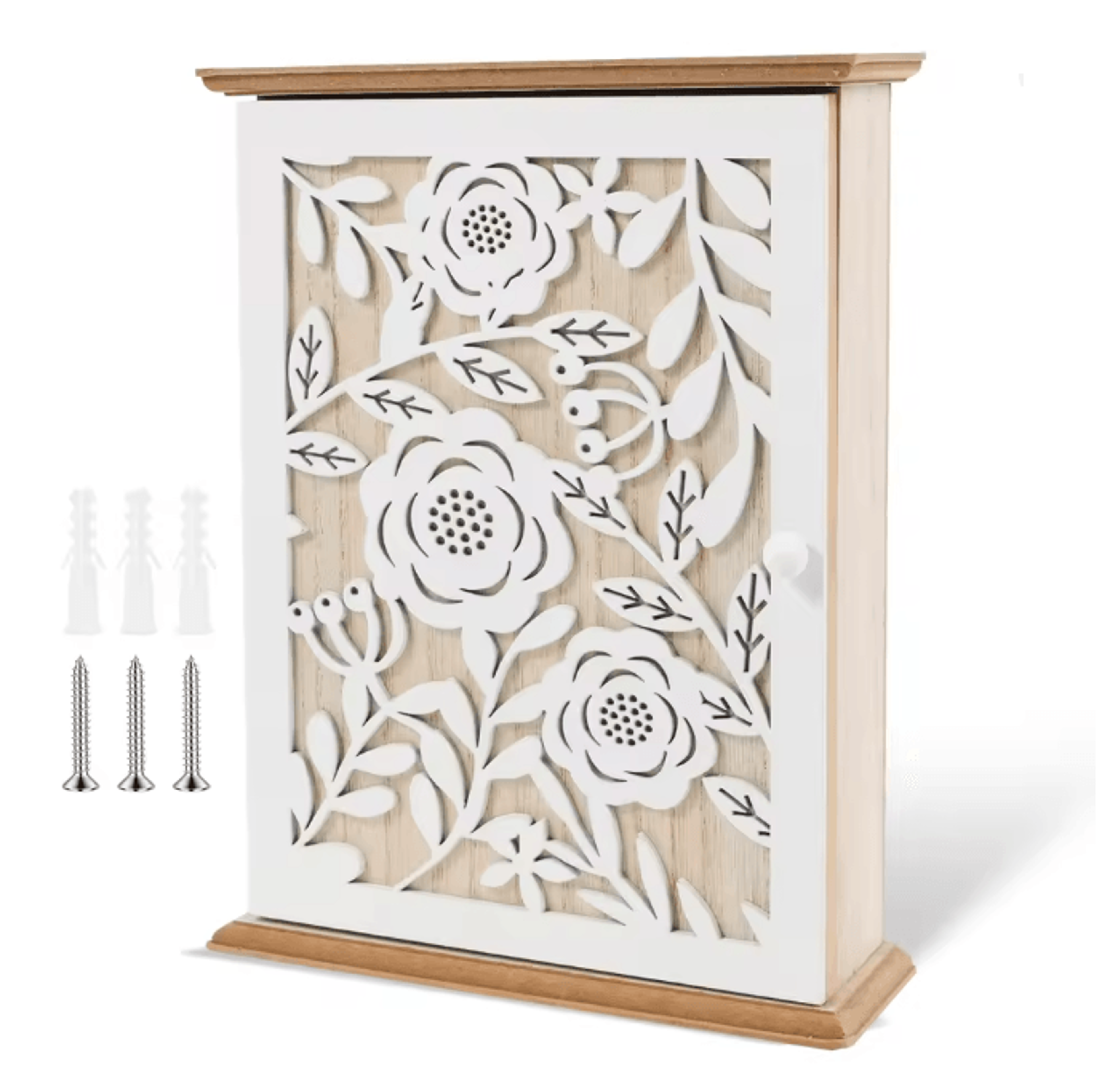 Wood Key Box Decorative Wall Key Holder With Hooks For Entryway 4