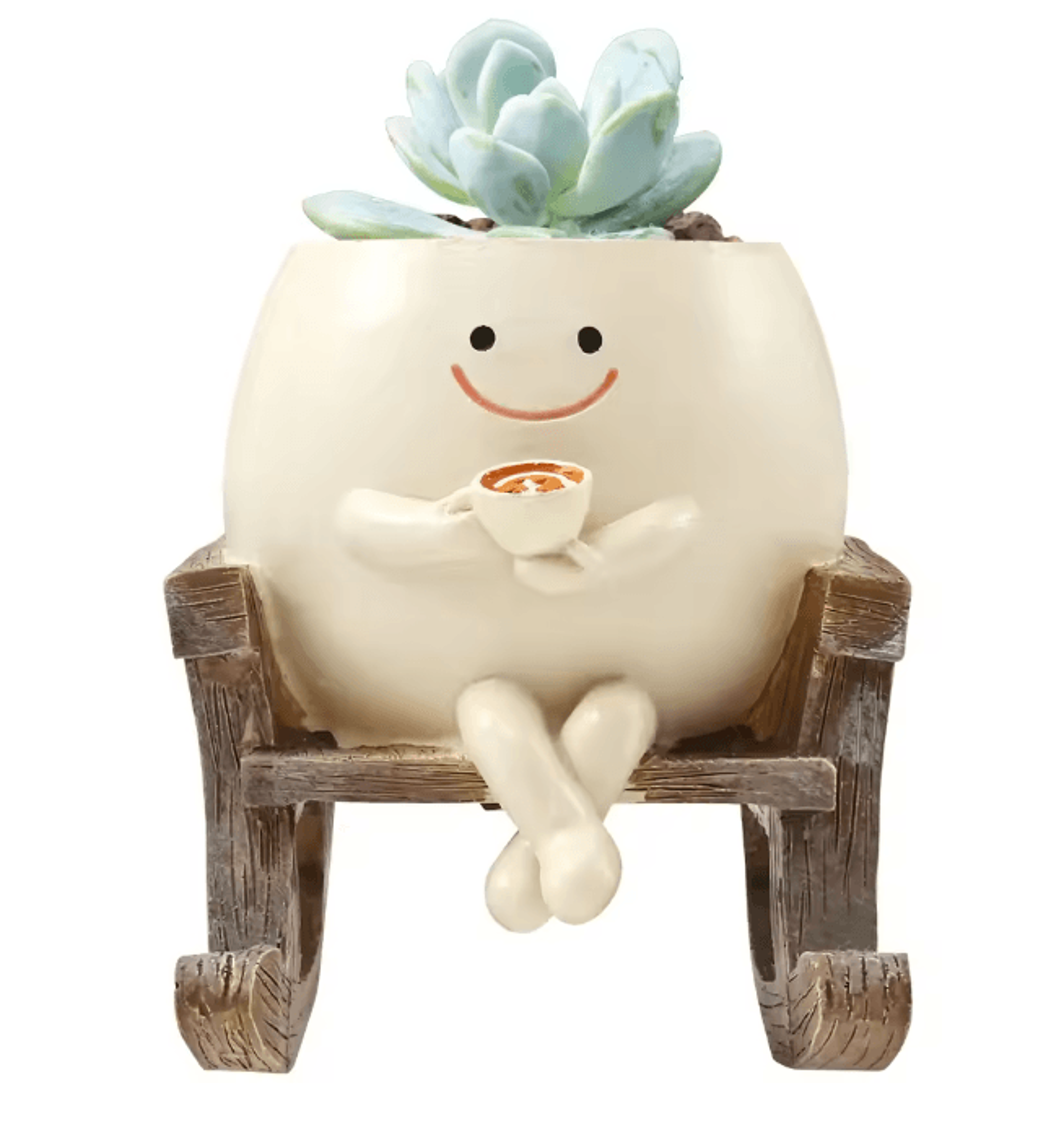 Smile Face Planter Rocking Chair Plant Pot Decorative Indoor Flower Pot 0
