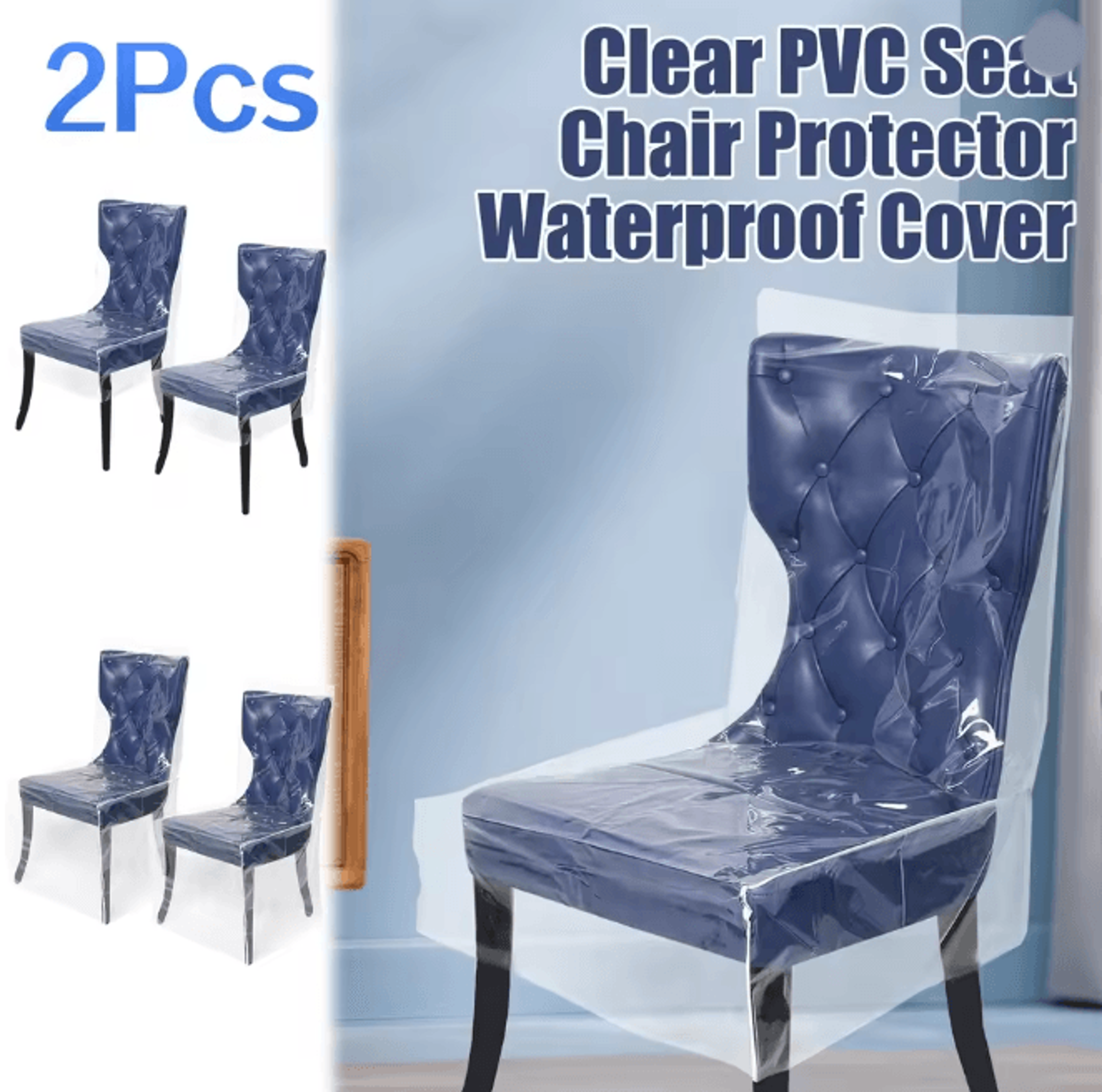 Clear Waterproof Dining Chair Seat Covers Plastic Chair Protectors Set Of 2 0