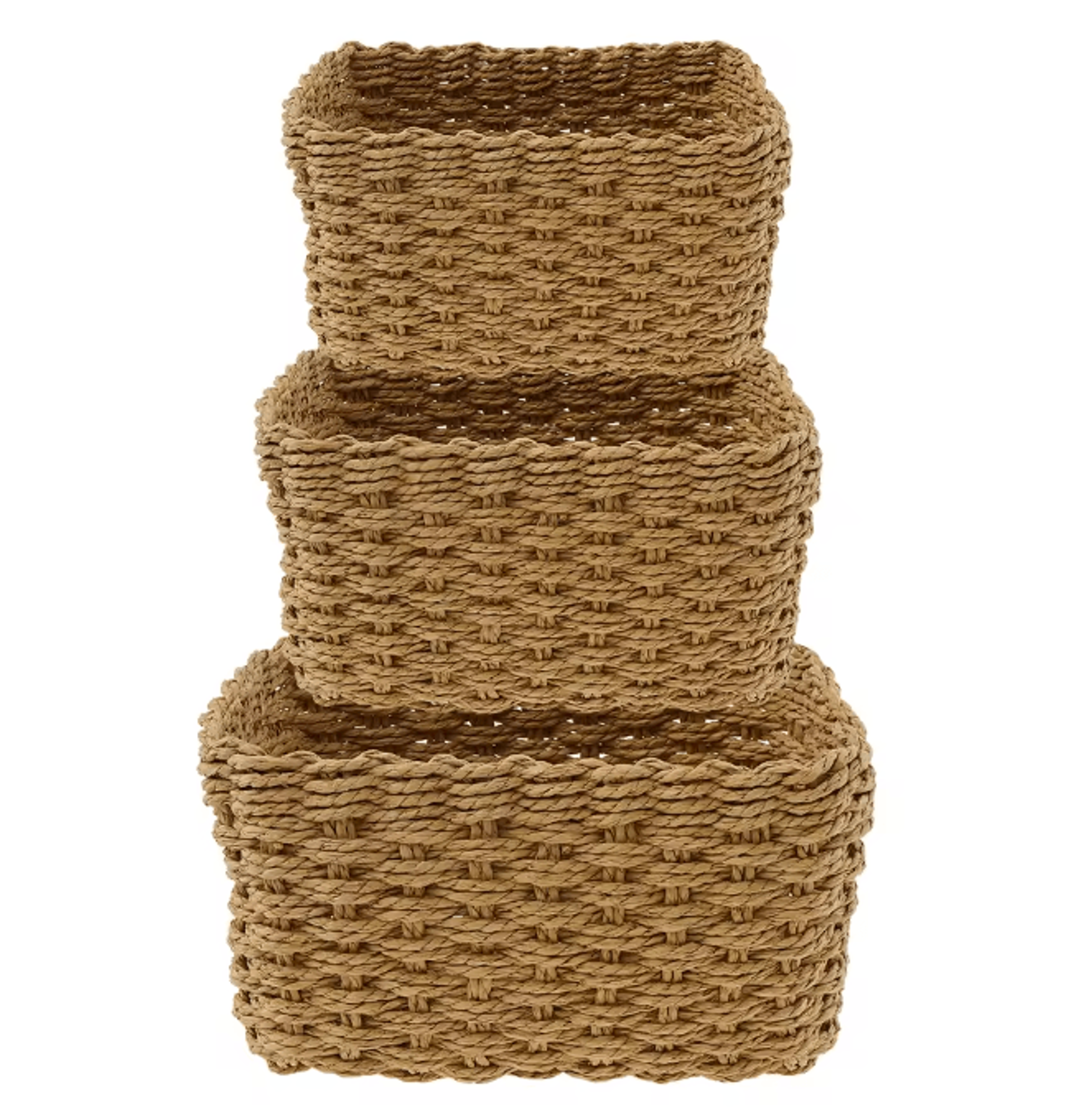 Grass Woven Storage Baskets Set Decorative Multipurpose Organizer Bins Set Of 3 5