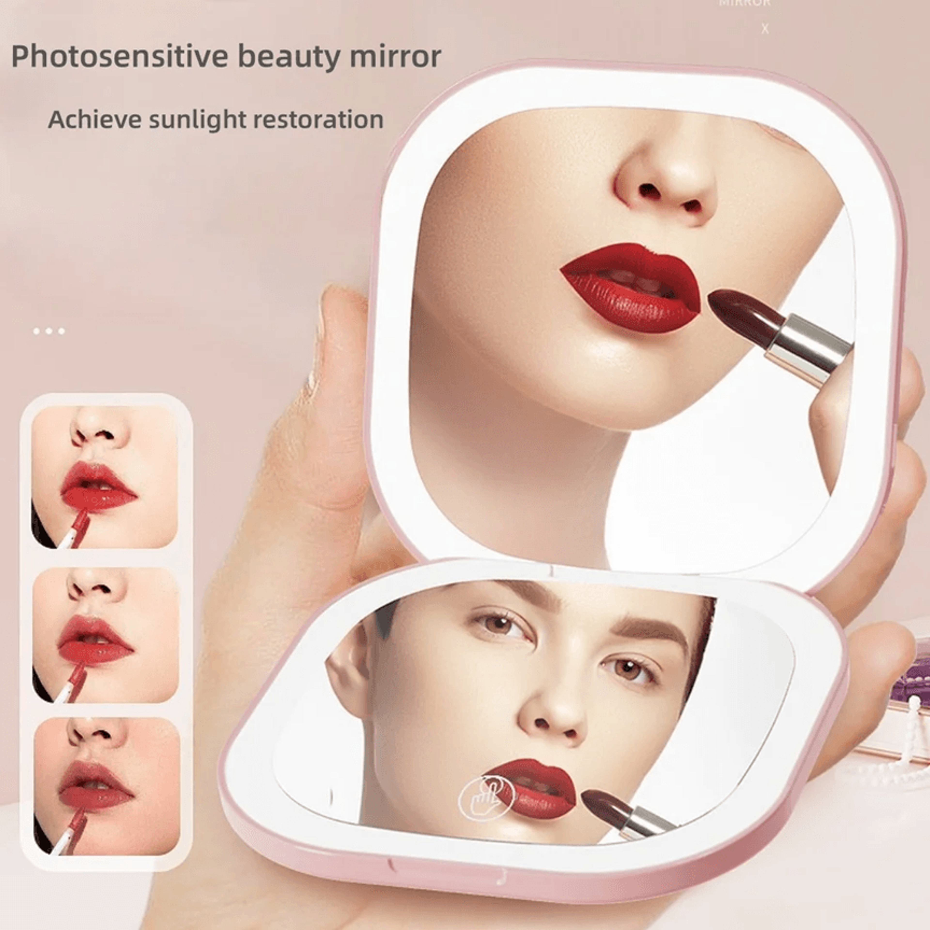 Portable LED Makeup Mirror With 3x Magnification Touch Control And USB Charging 1