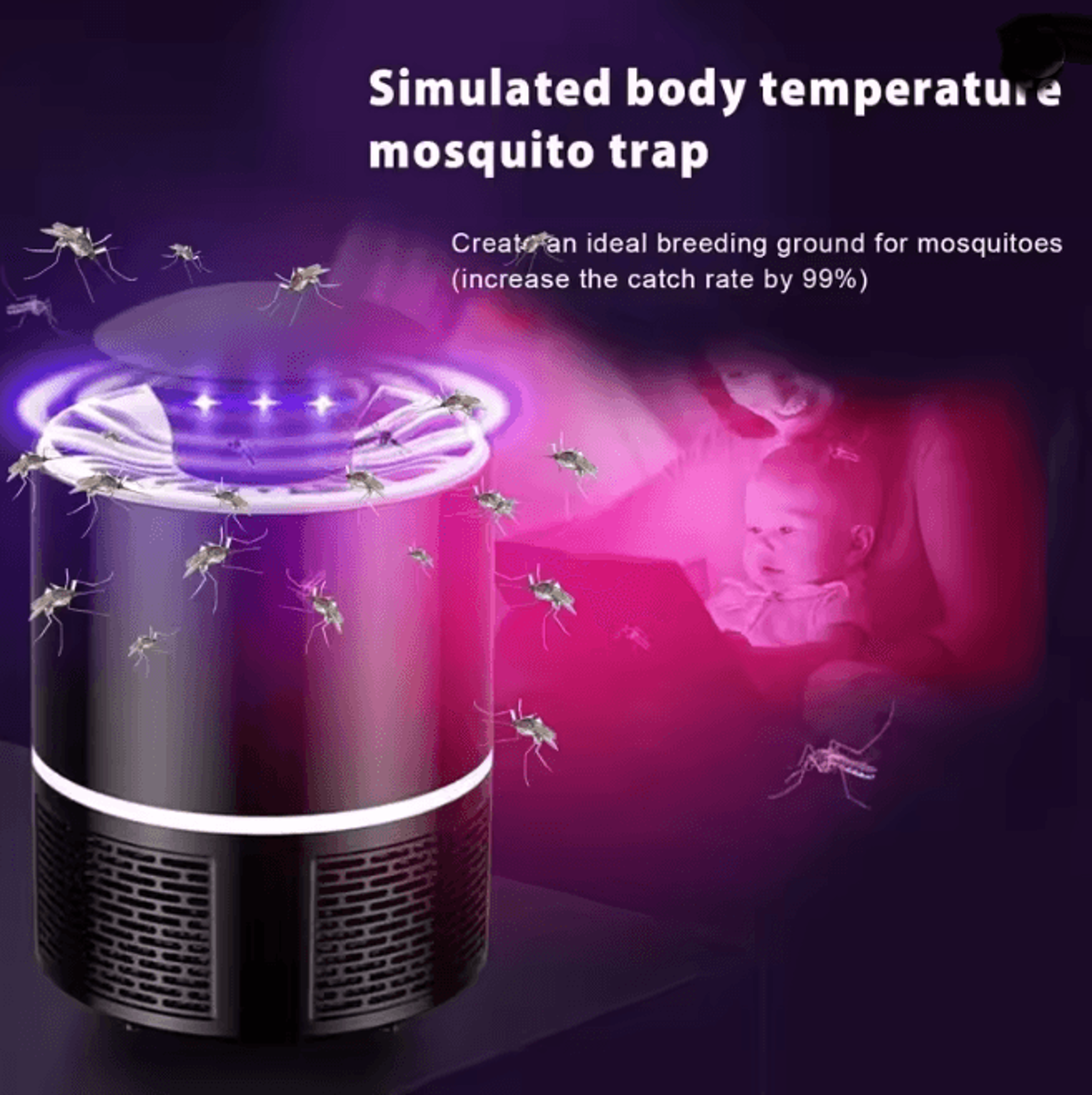 Portable Electric Mosquito Fly Trap USB Silent Bug Killer Lamp 4