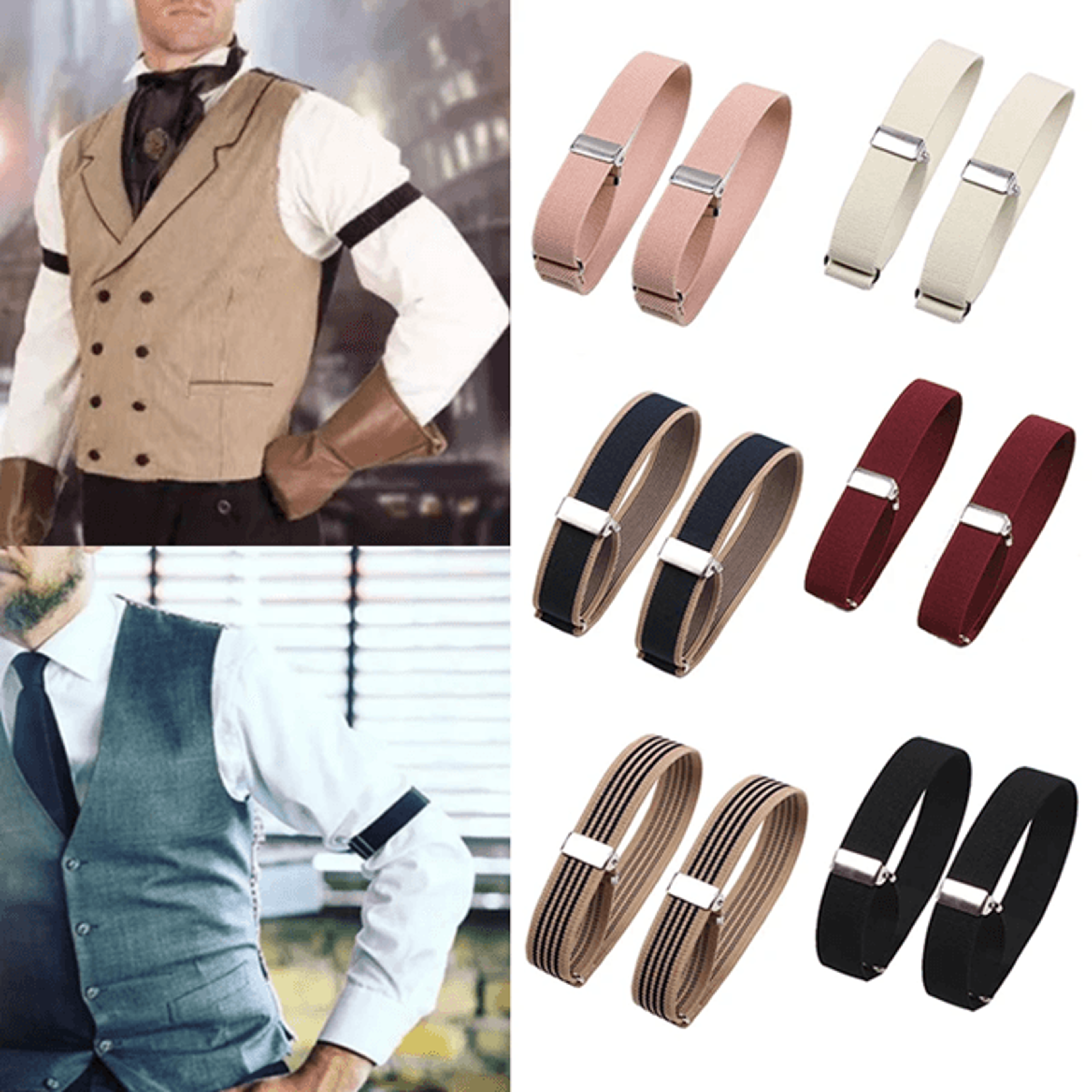 Classic Elastic Sleeve Garters For Men Adjustable Arm Bands 1