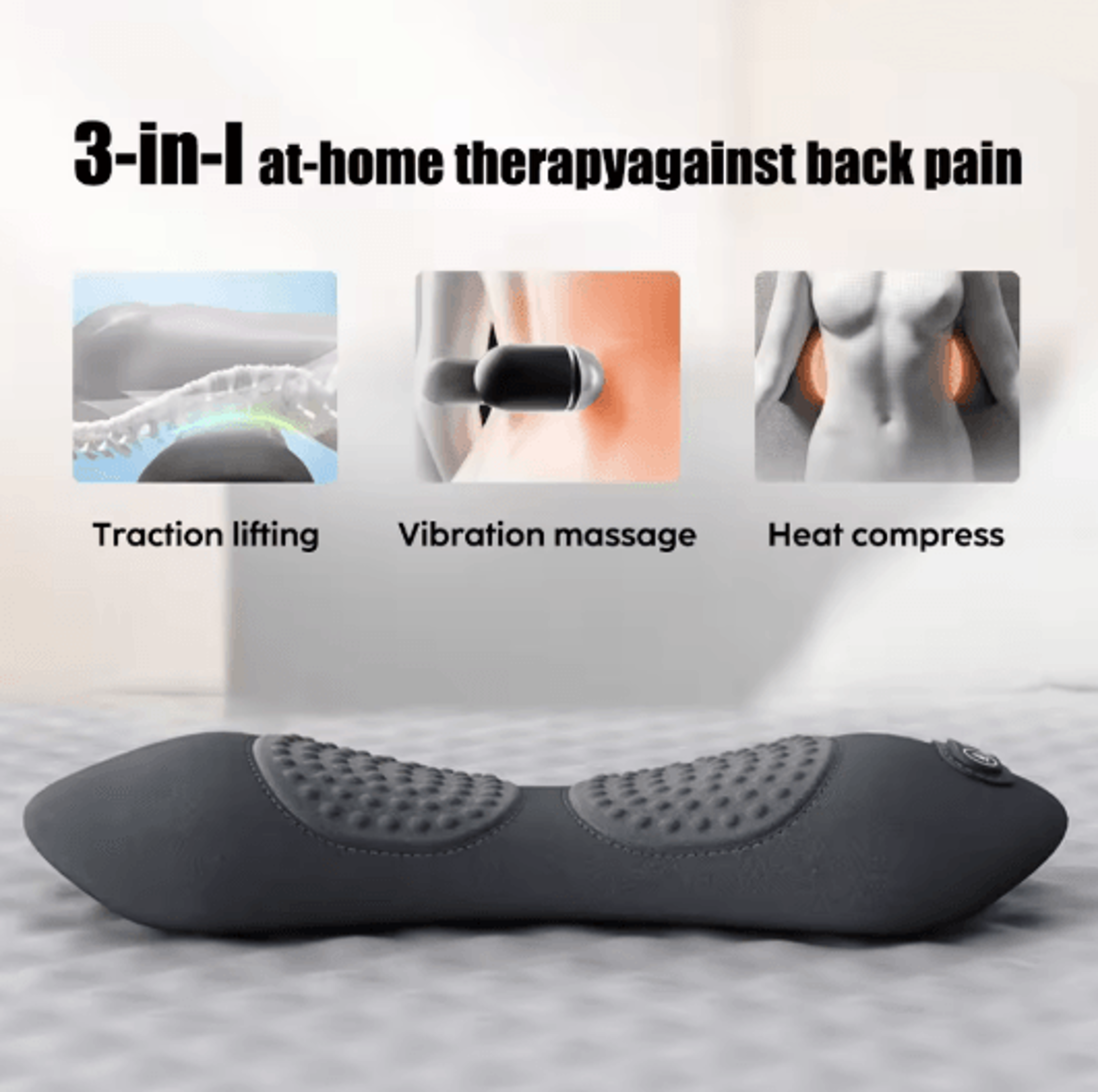 Heated Electric Lumbar Support Pillow With Vibration And Adjustable Height 4
