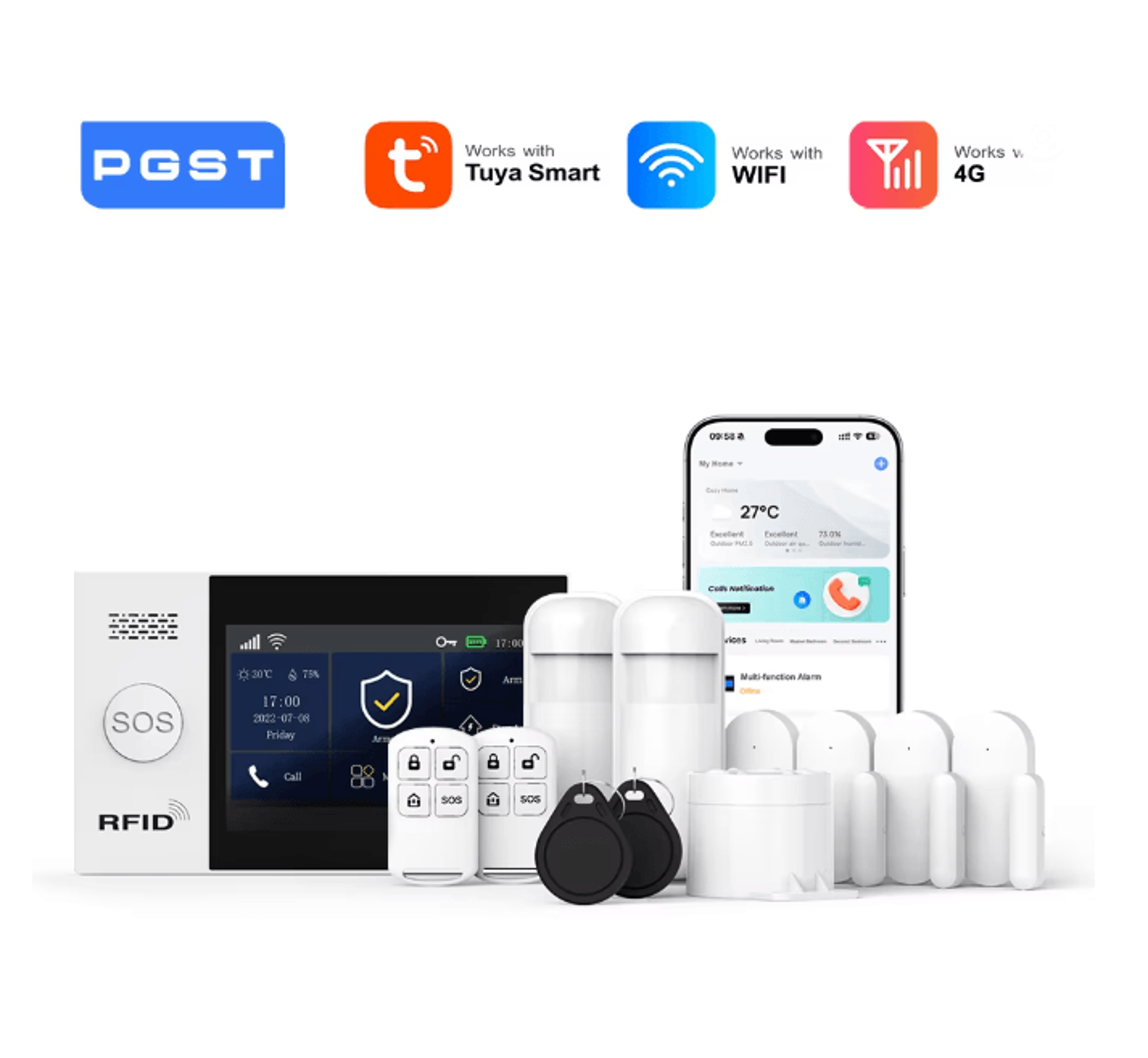 PGST Smart Home Security Alarm System 4G Wireless WIFI With Touch Screen And App Control 0