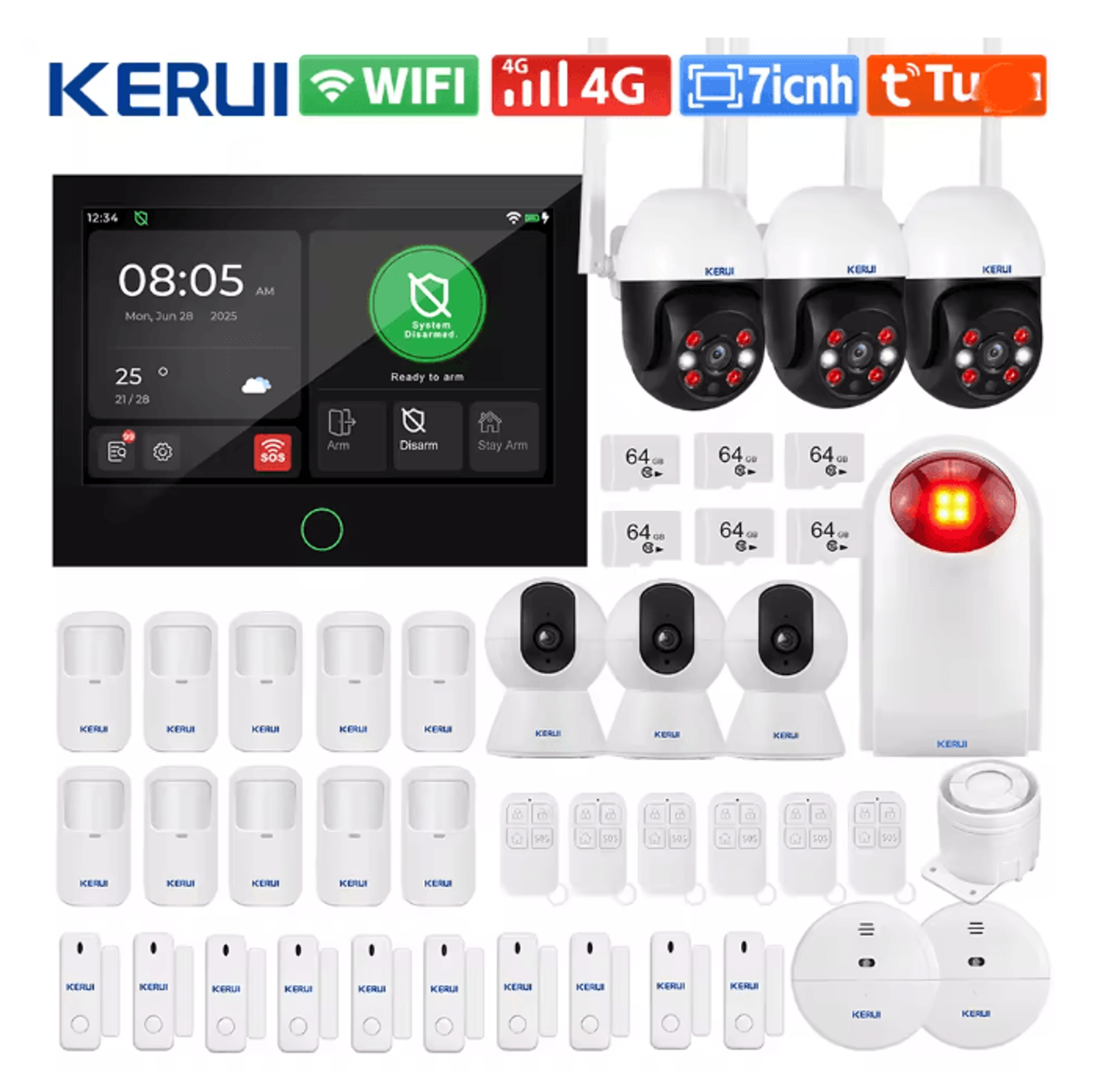 KERUI Smart Home Security Alarm System Wireless 4G WIFI With Touch Screen Panel 8
