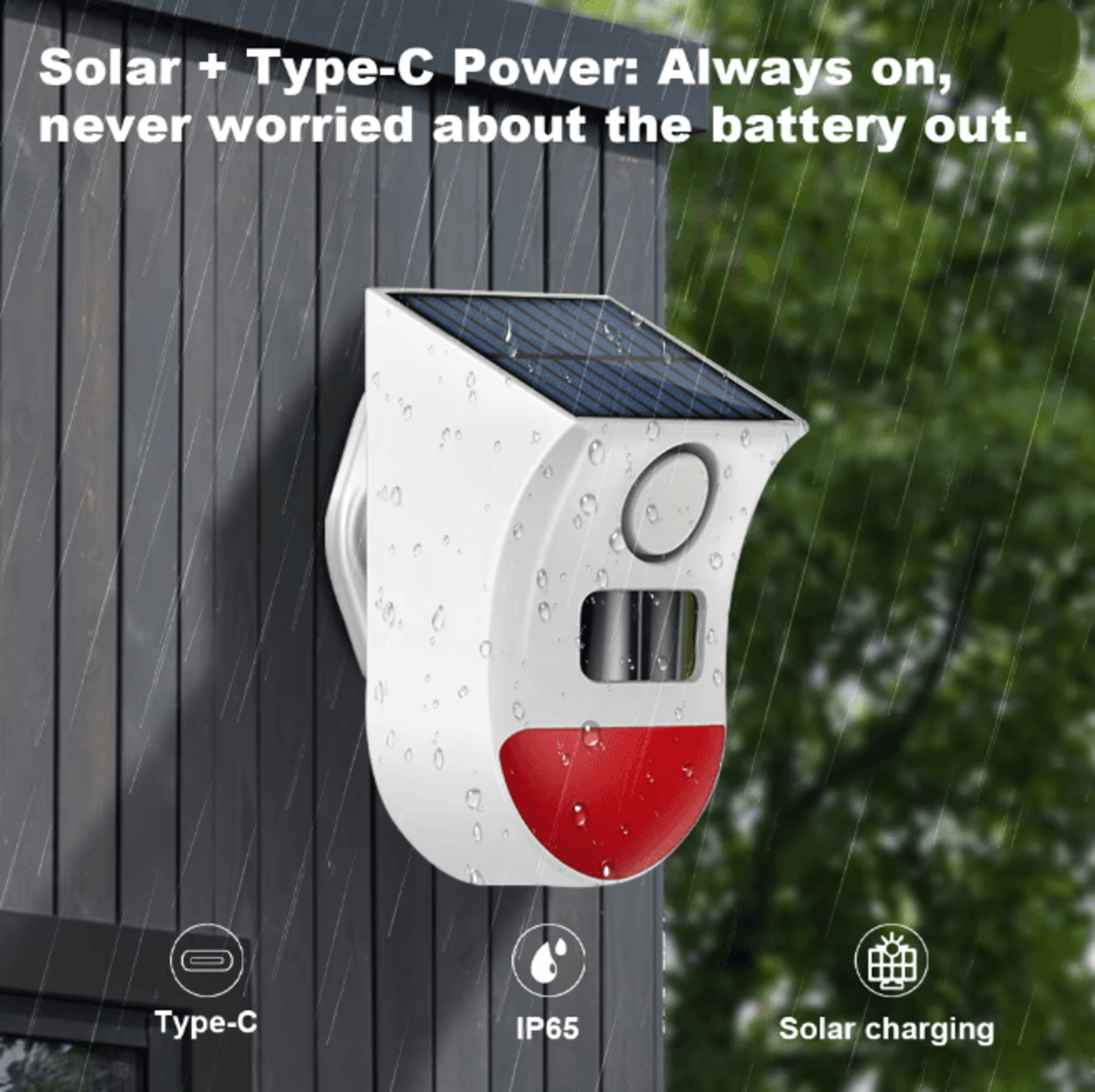 Solar Outdoor PIR Motion Alarm Siren WIFI Smart Security With App Control 1