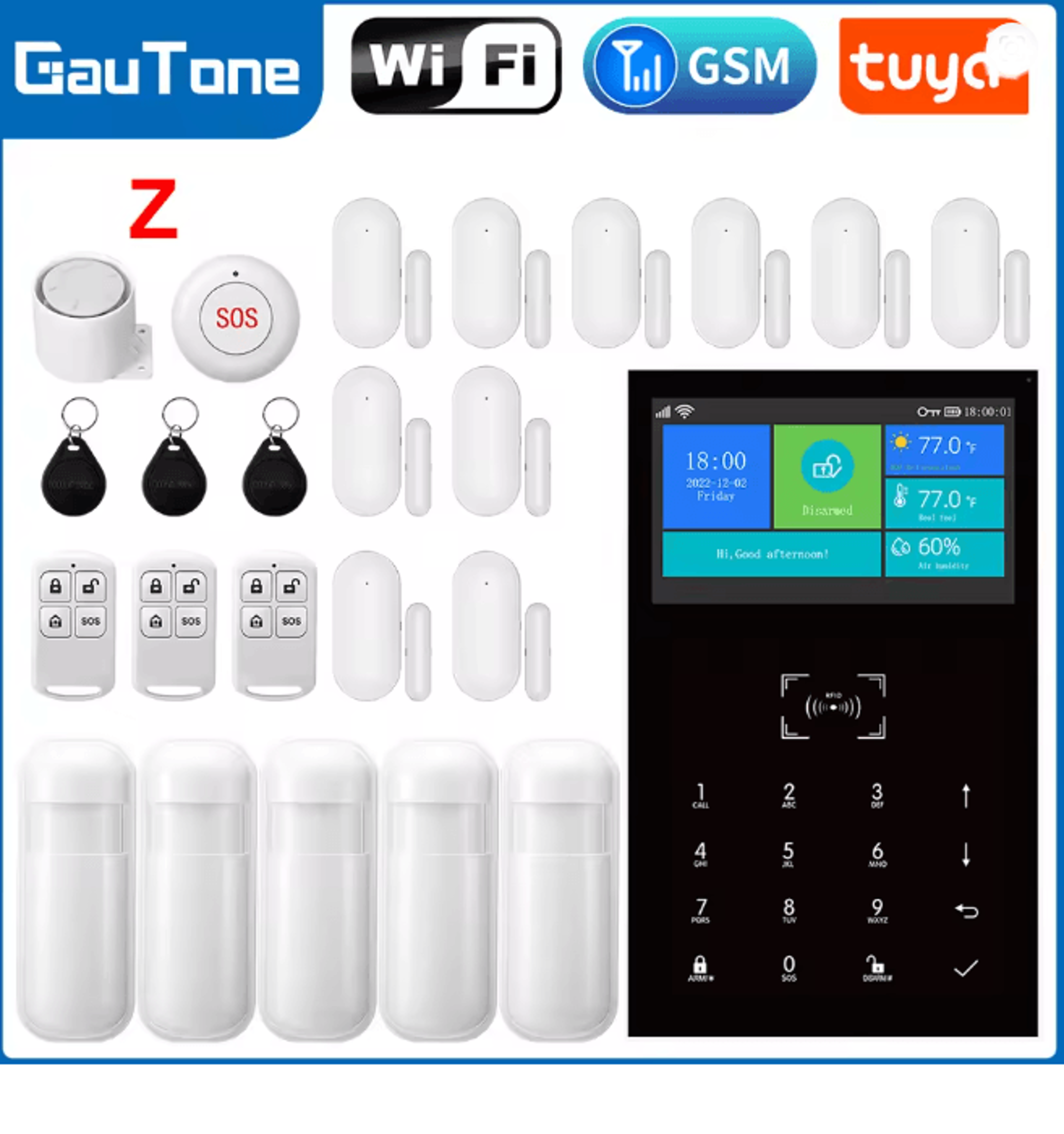 PG109 Smart Home Security Alarm System WIFI GSM With Touch Screen And App Control 9