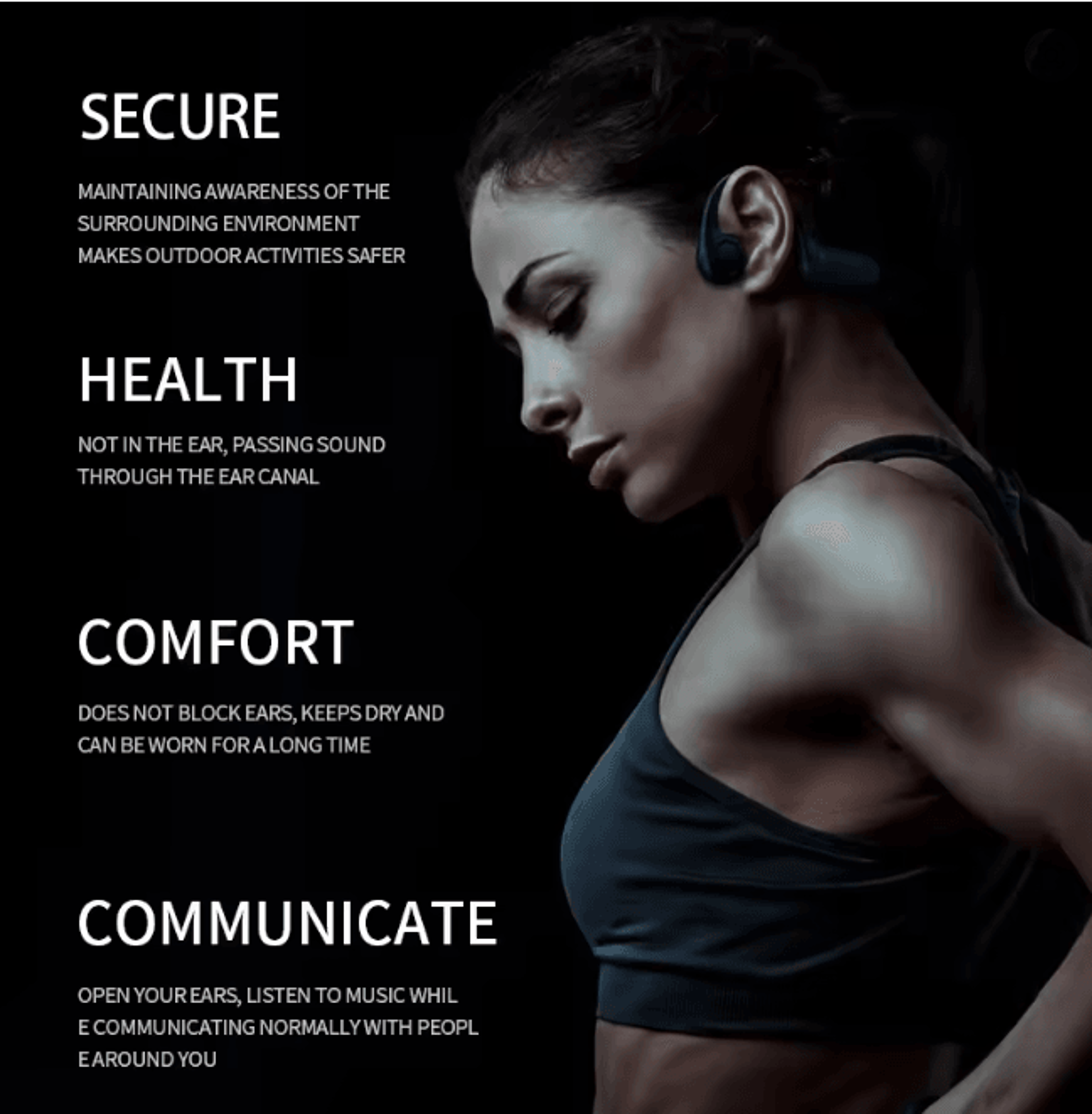 Wireless Bone Conduction Bluetooth Sports Headphones Open Ear Design 1