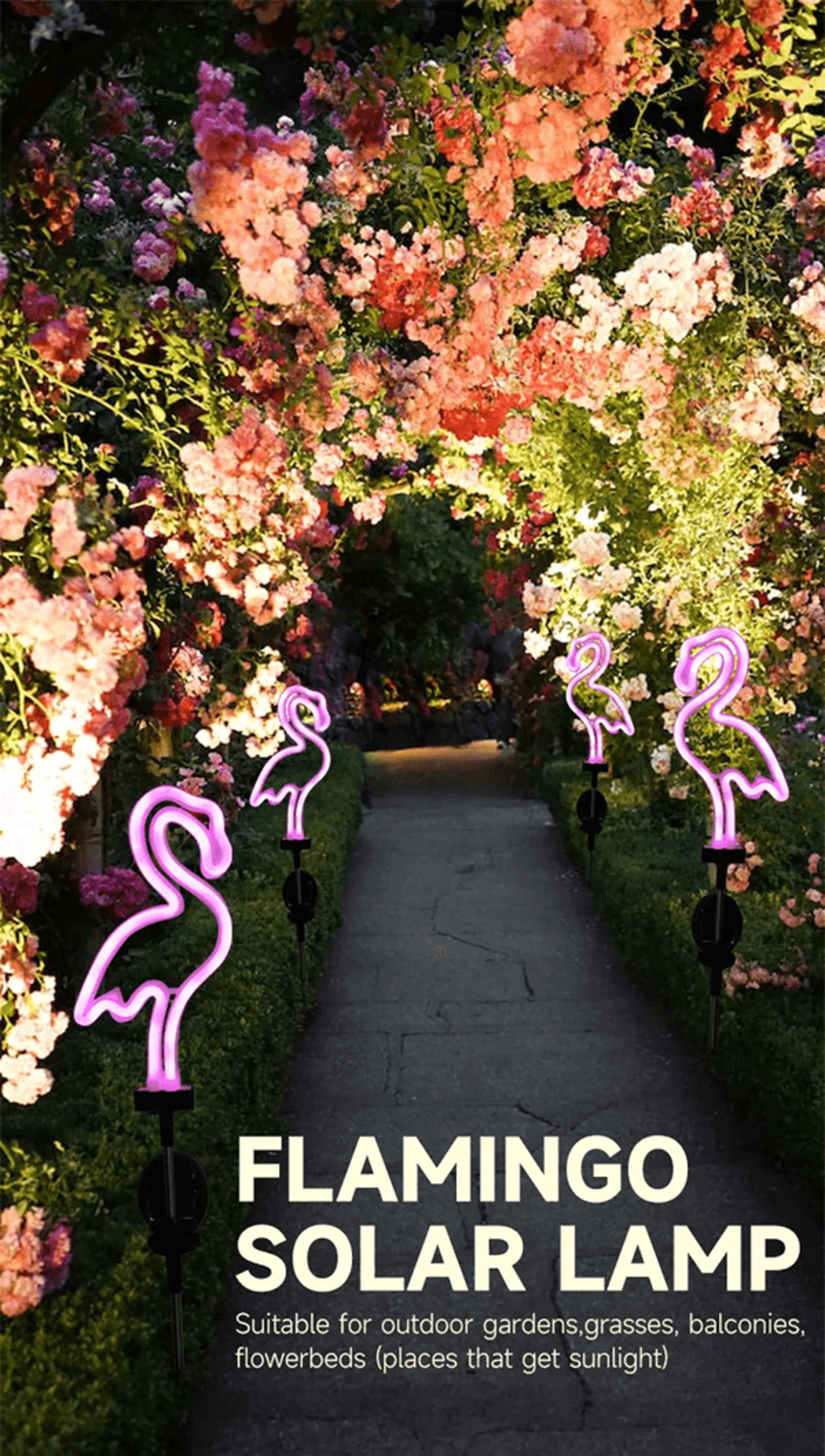 FlamingoGlow Solar Garden Light For Outdoor Pathways And Patio Decor 0