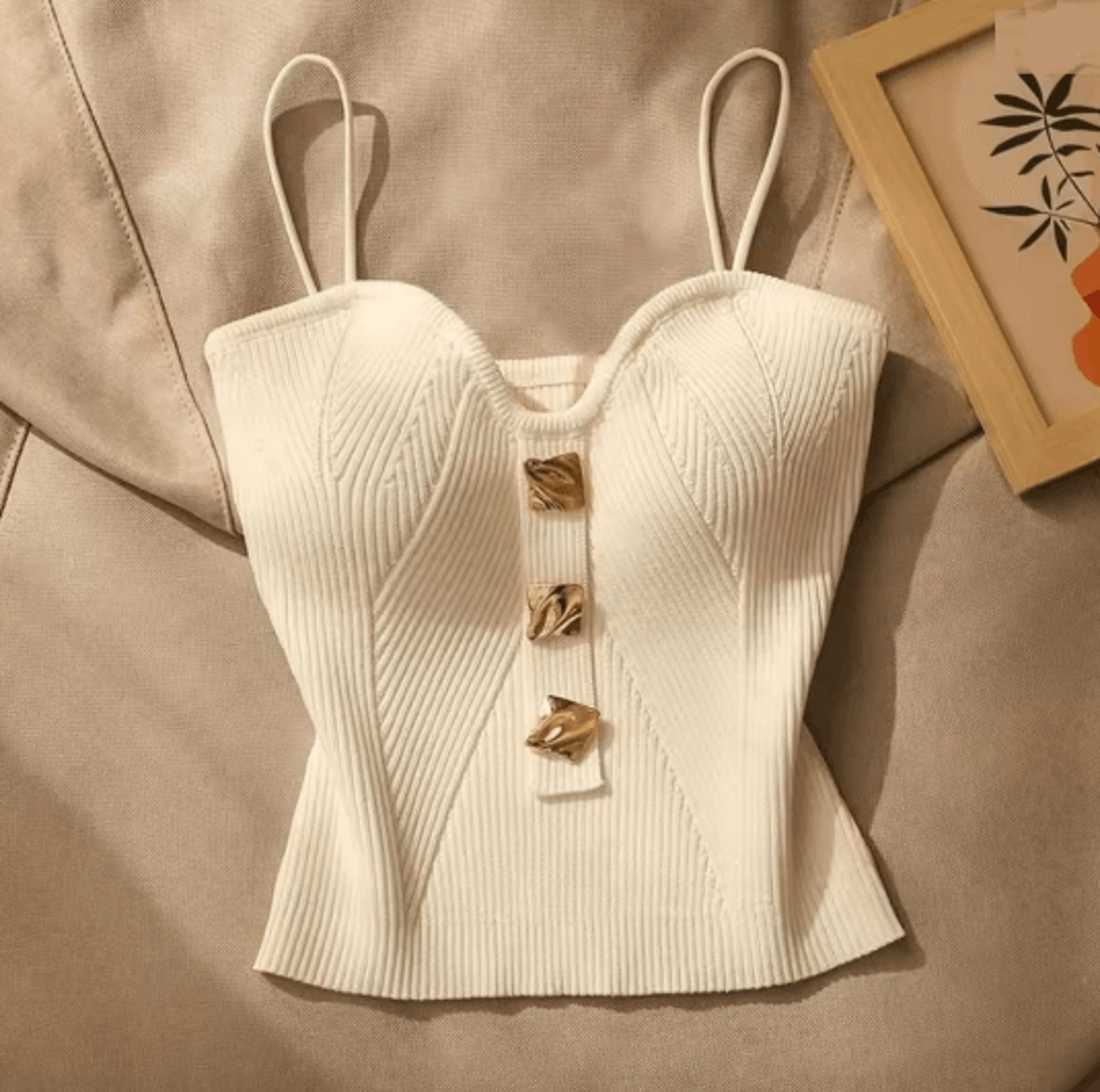 VelaFit Knitted Deep V Neck Tank Top For Summer Styling 2