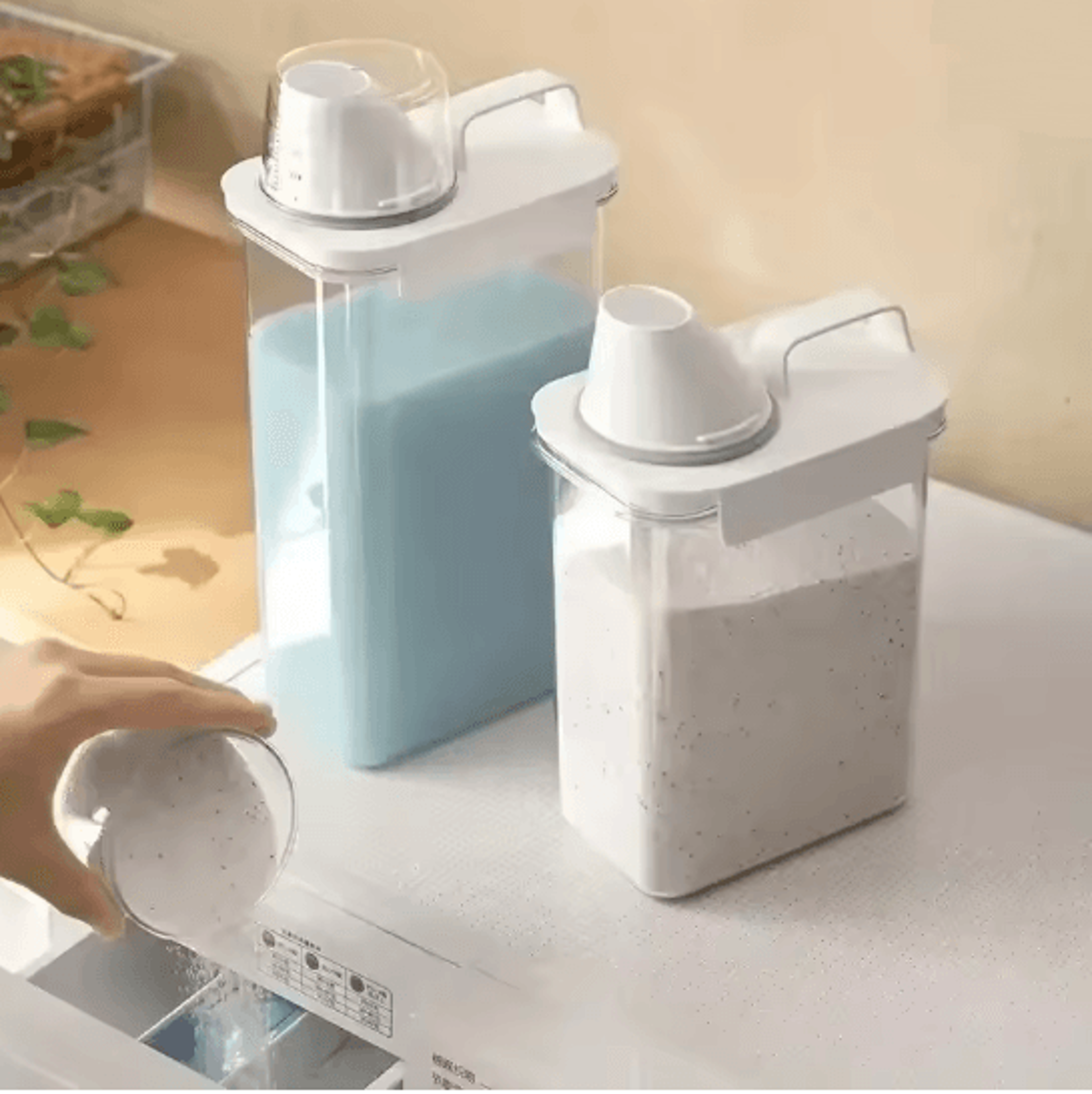 Airtight Laundry Detergent Dispenser Clear Powder And Liquid Storage Container 2