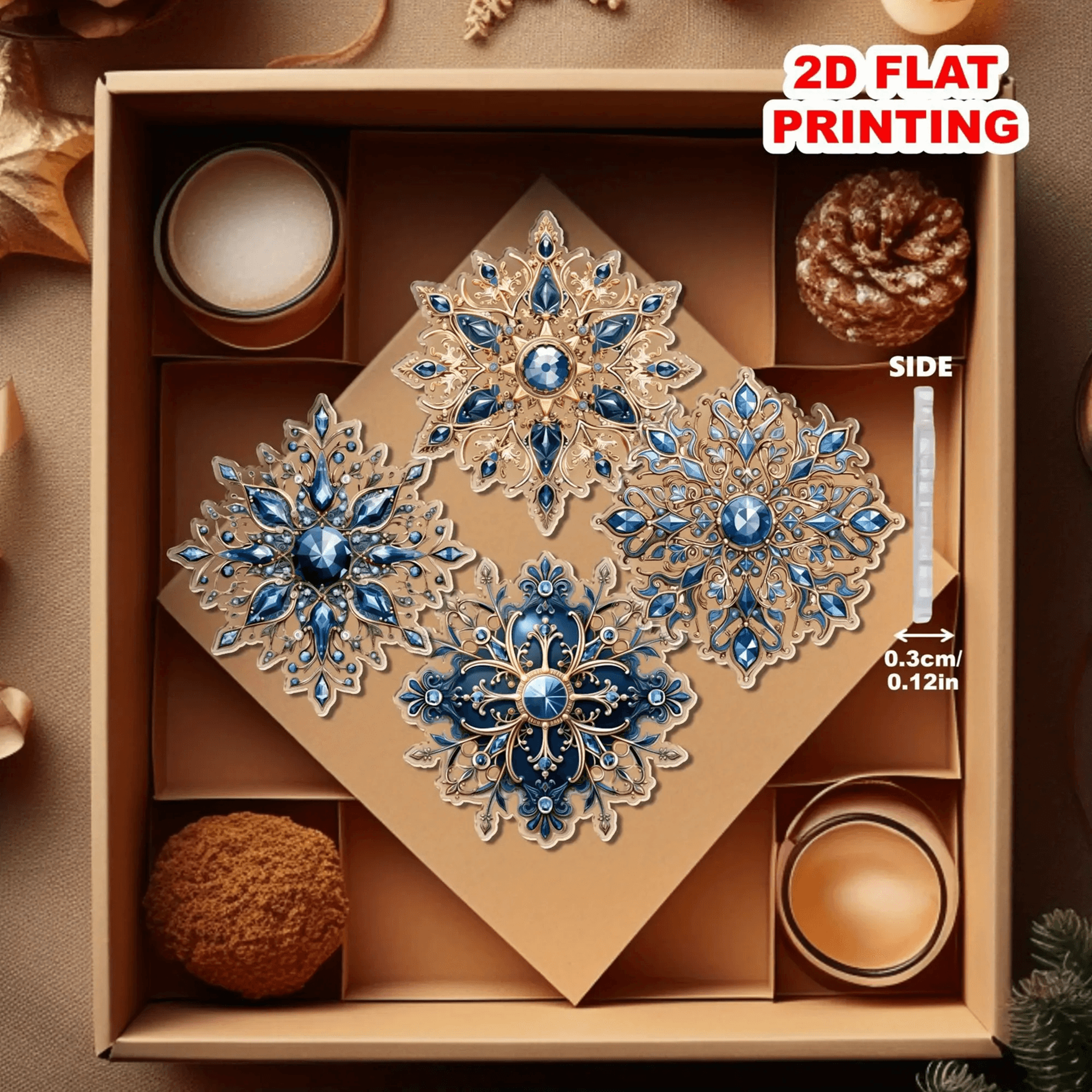 Christmas Snowflake Ornaments Acrylic Tree Hanging Decoration Set 6 Pieces 2