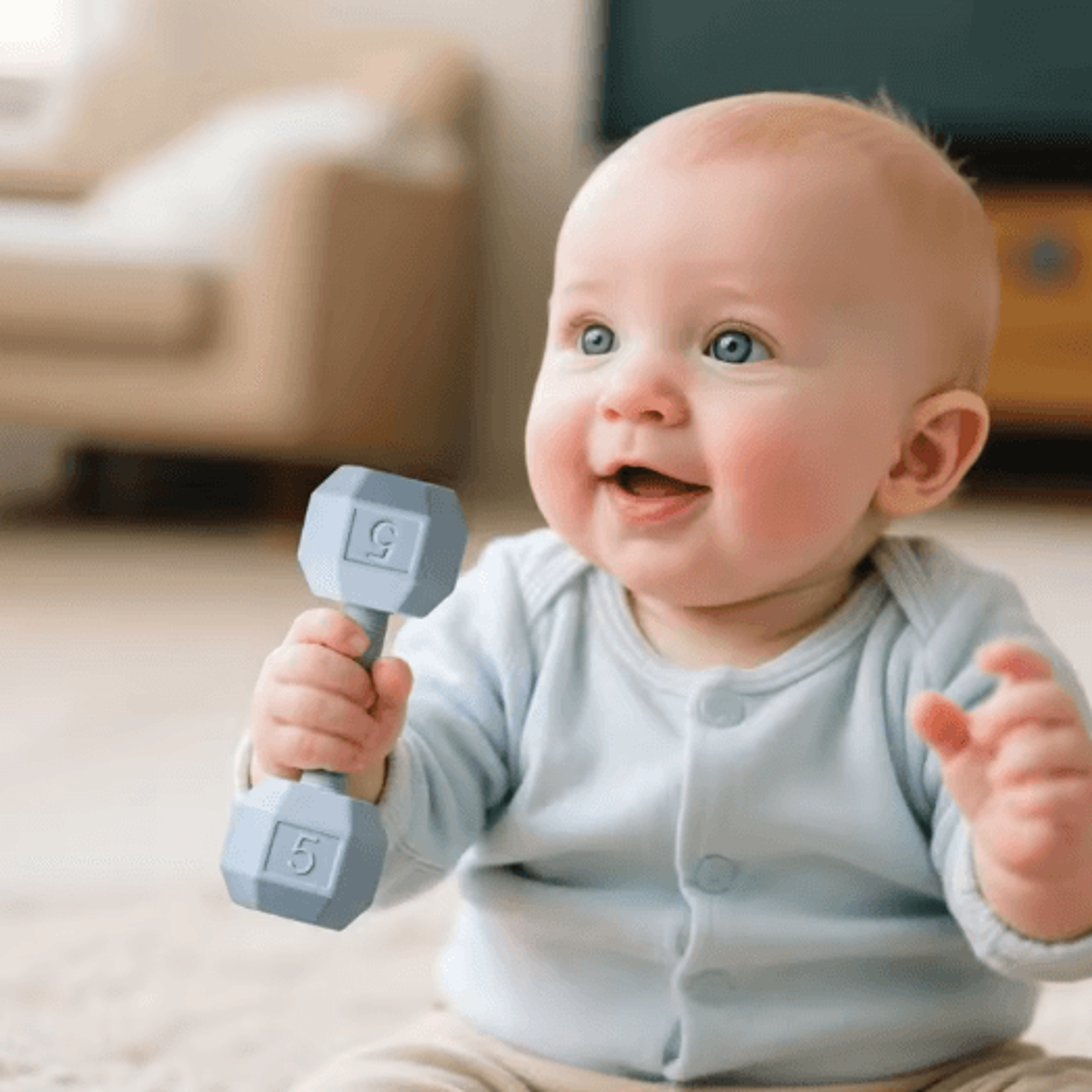 Baby Silicone Teething Rattle Dumbbell Sensory Toy For Infants 2