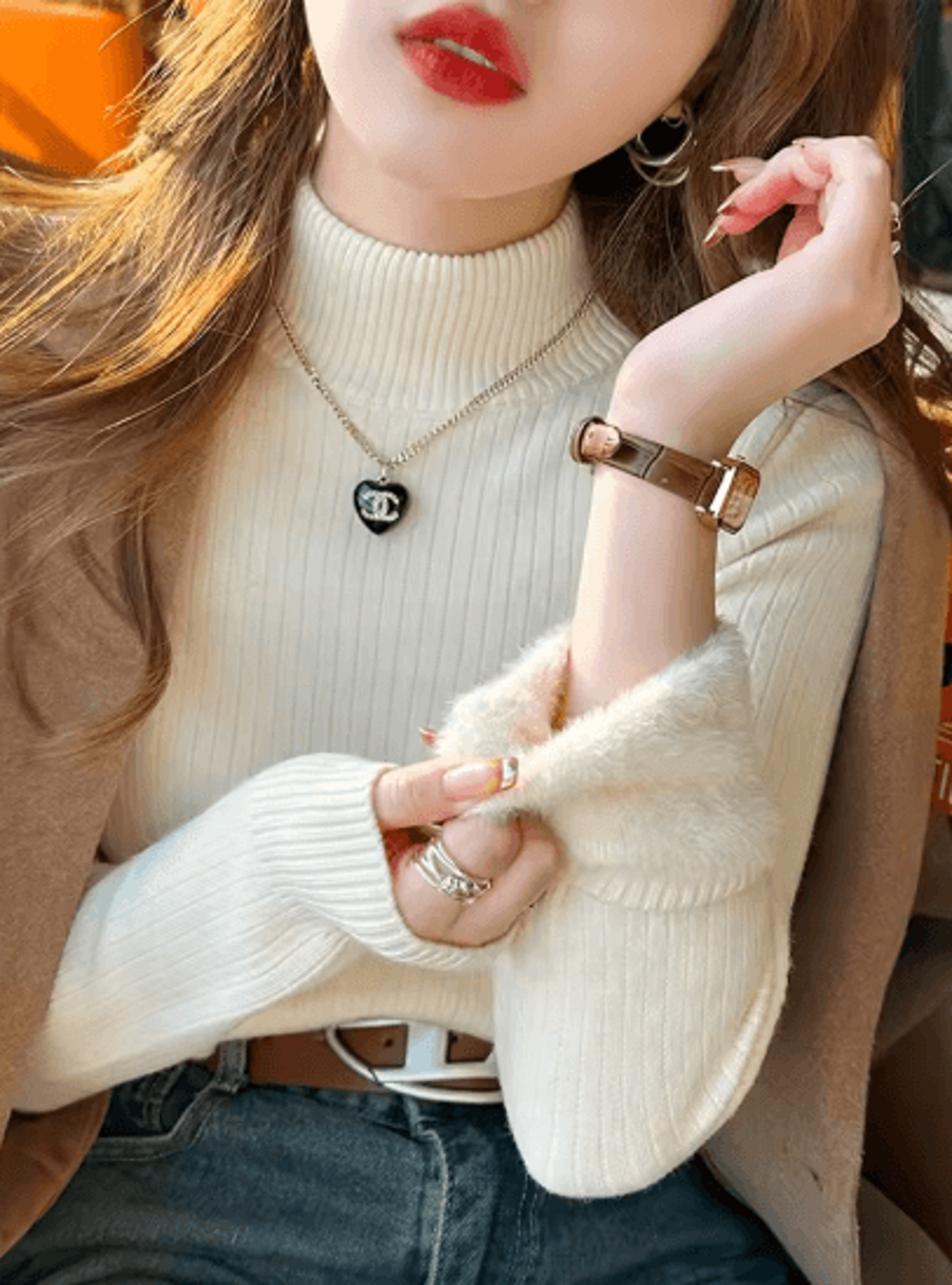 Womens Turtleneck Sweater Velvet Lined Thermal Knit Winter Top 3