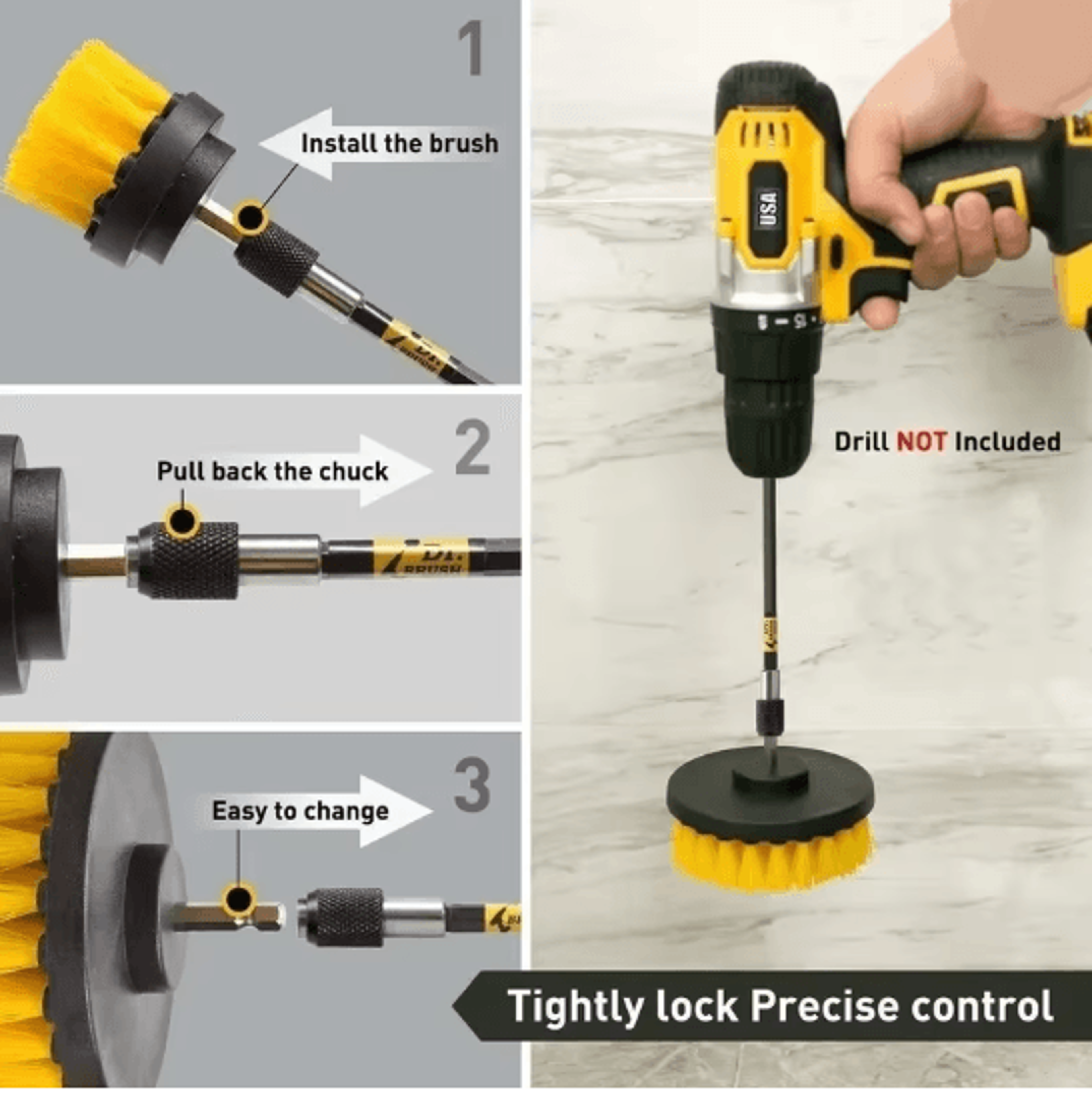 Electric Drill Brush Scrubber Set For Bathroom And Household Deep Cleaning 1
