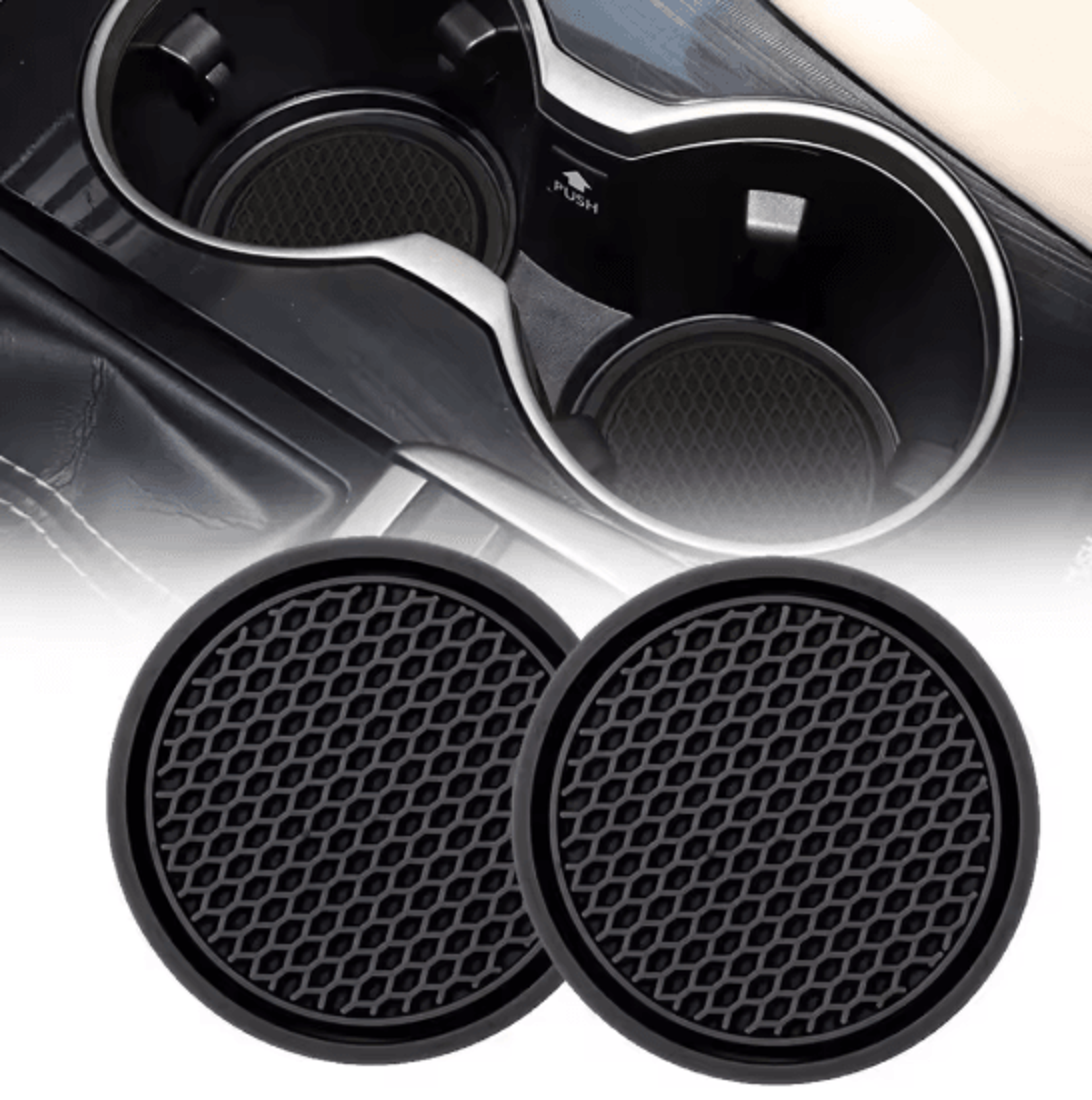 Non Slip Car Cup Holder Coasters Set For Interior Protection 0