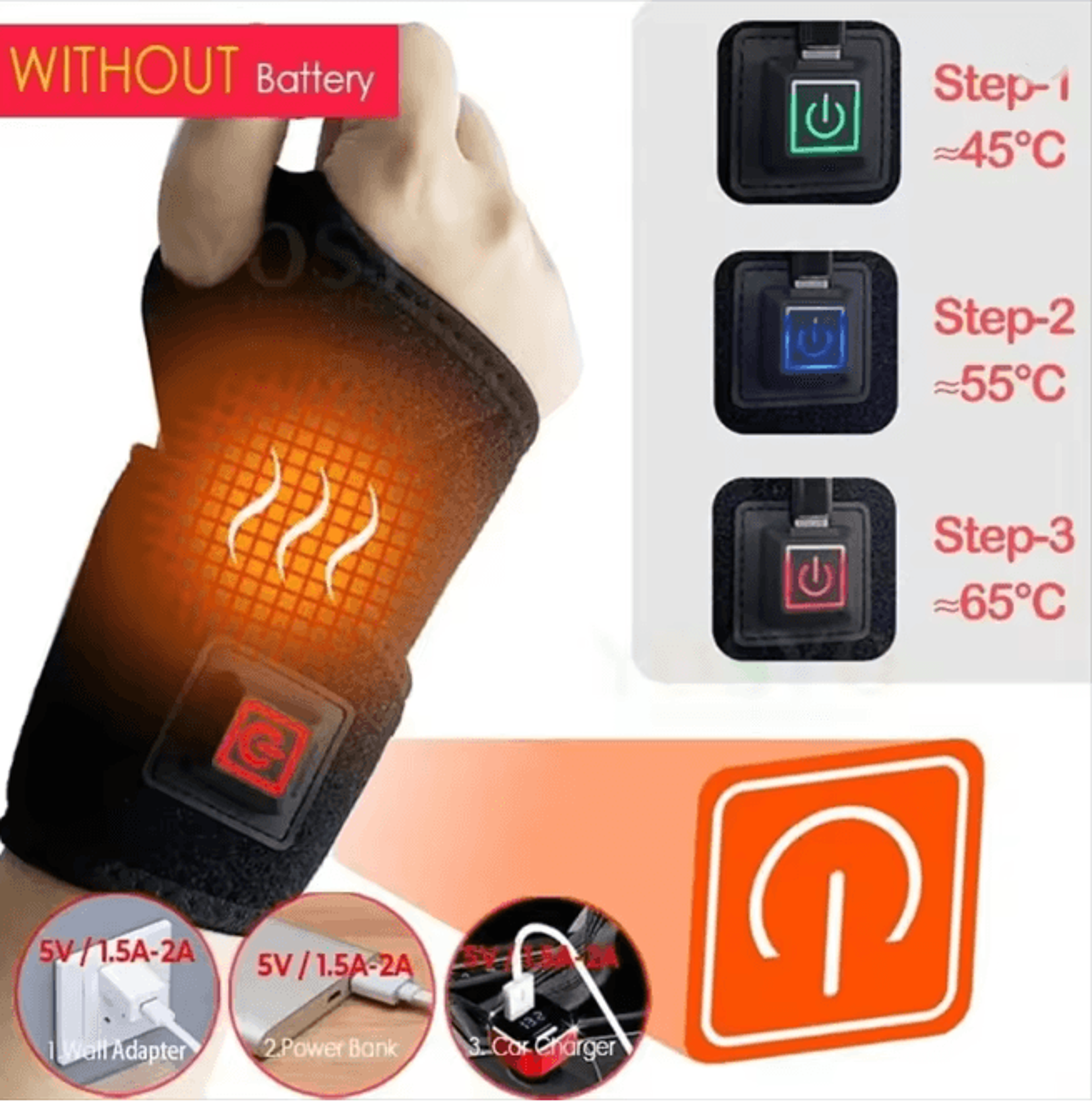 HeatFlex Electric Wrist Brace Heated Wrist Support For Pain Relief 0