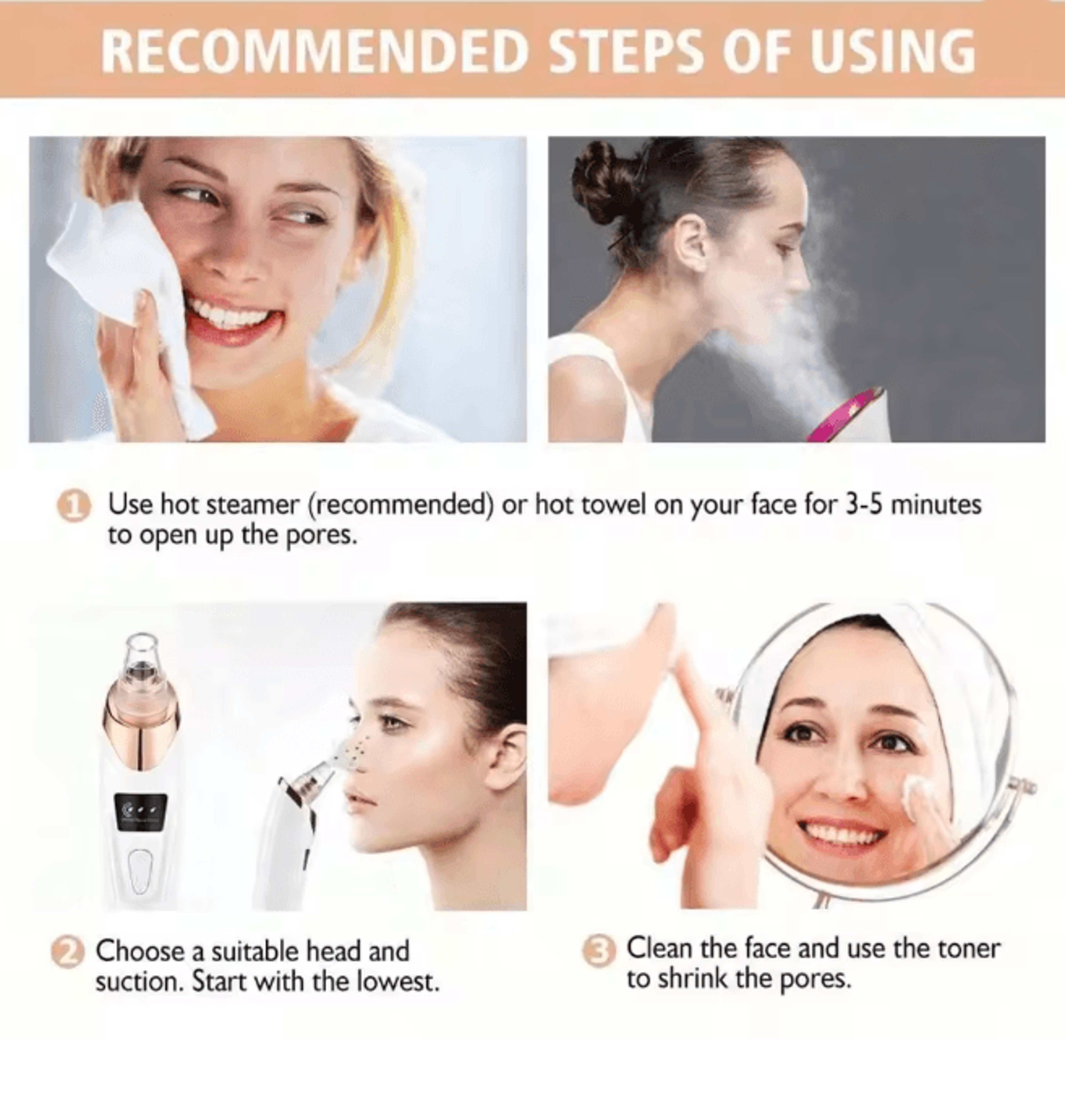 ClearGlow Facial Pore Cleaner Blackhead Remover Vacuum Kit 3