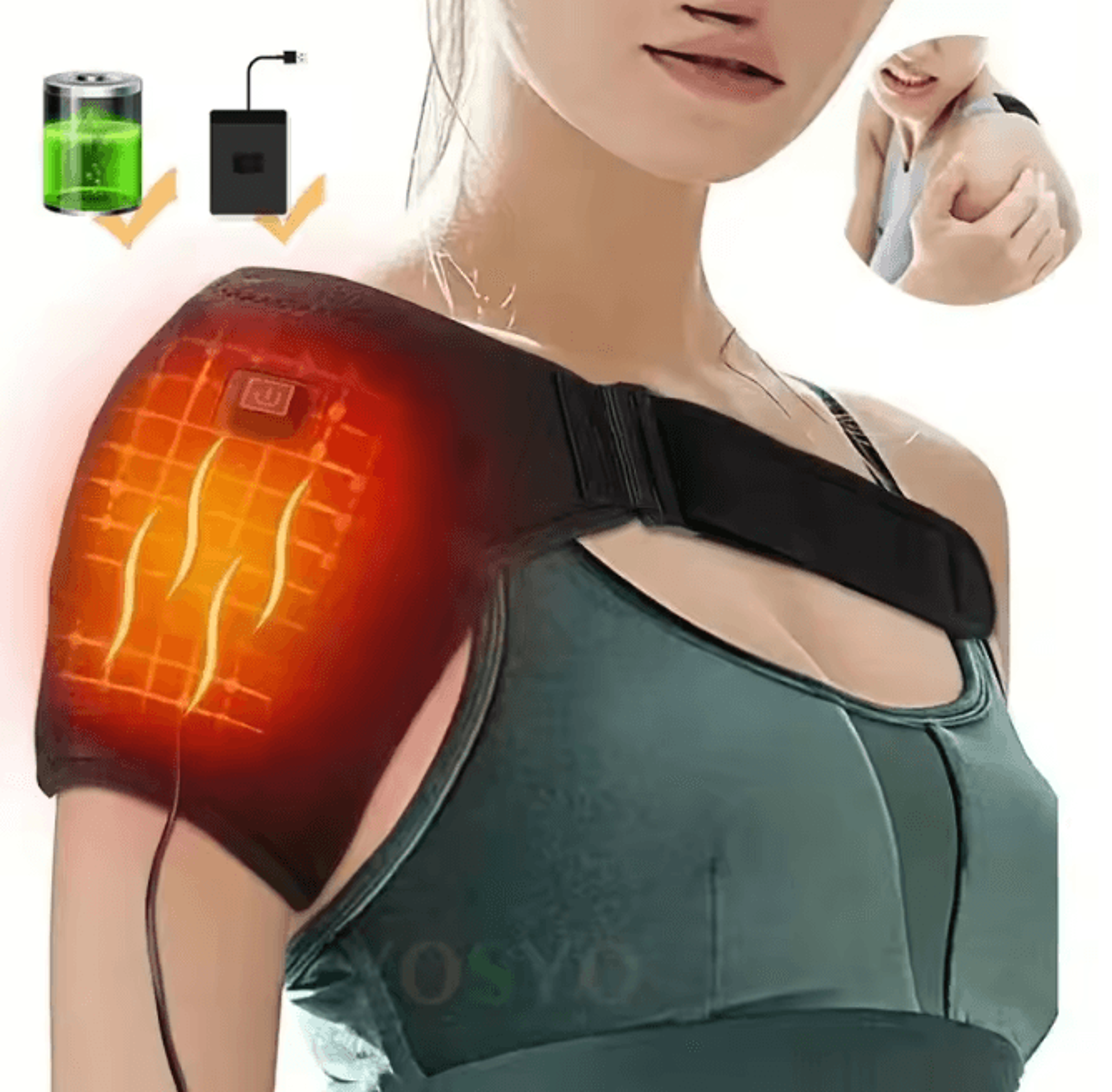 WarmRelief Heated Shoulder Support Belt Adjustable Heat Therapy Wrap 4