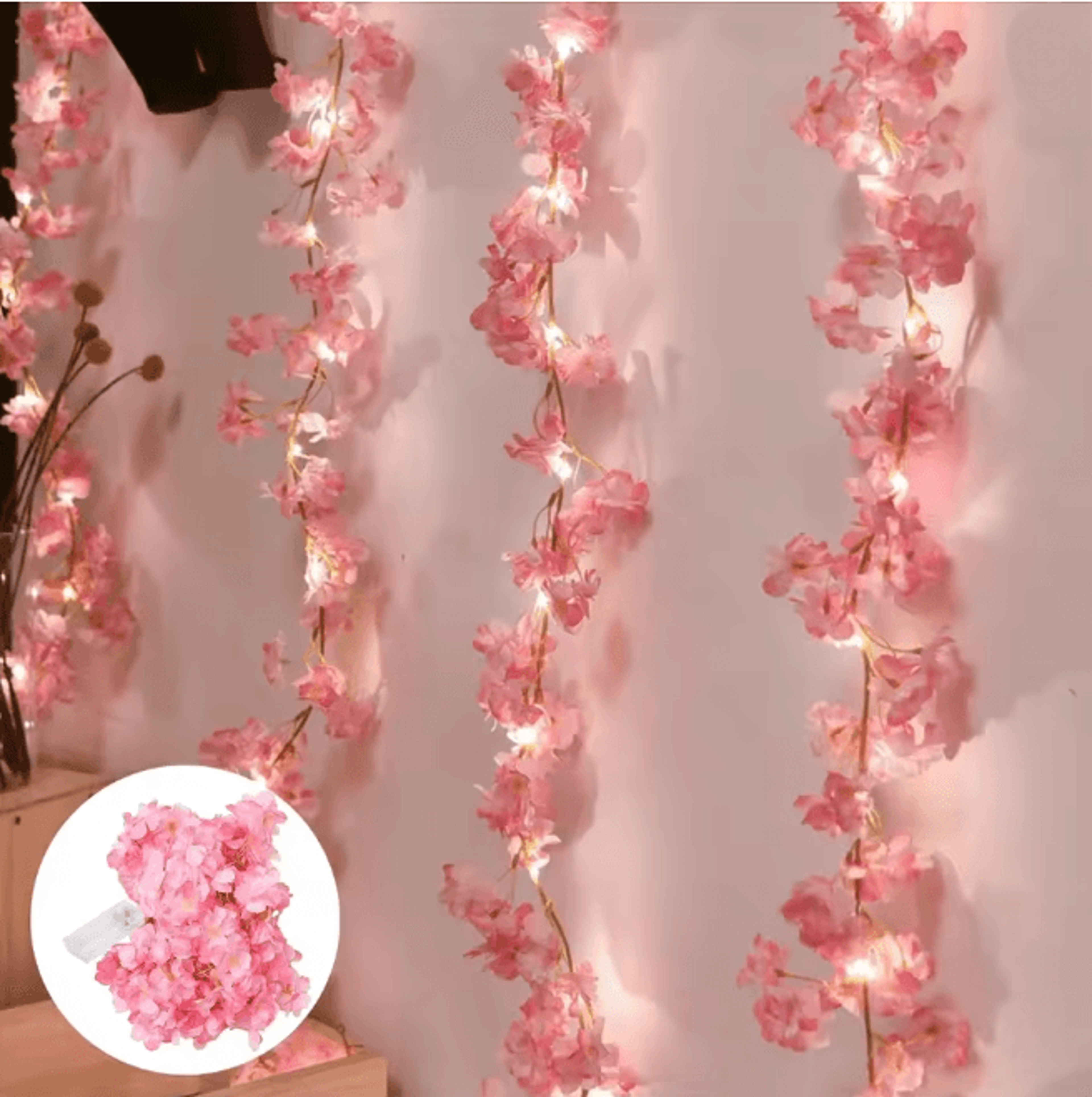 BlossomGlow Cherry Blossom String Lights Fairy Flower Garland 0