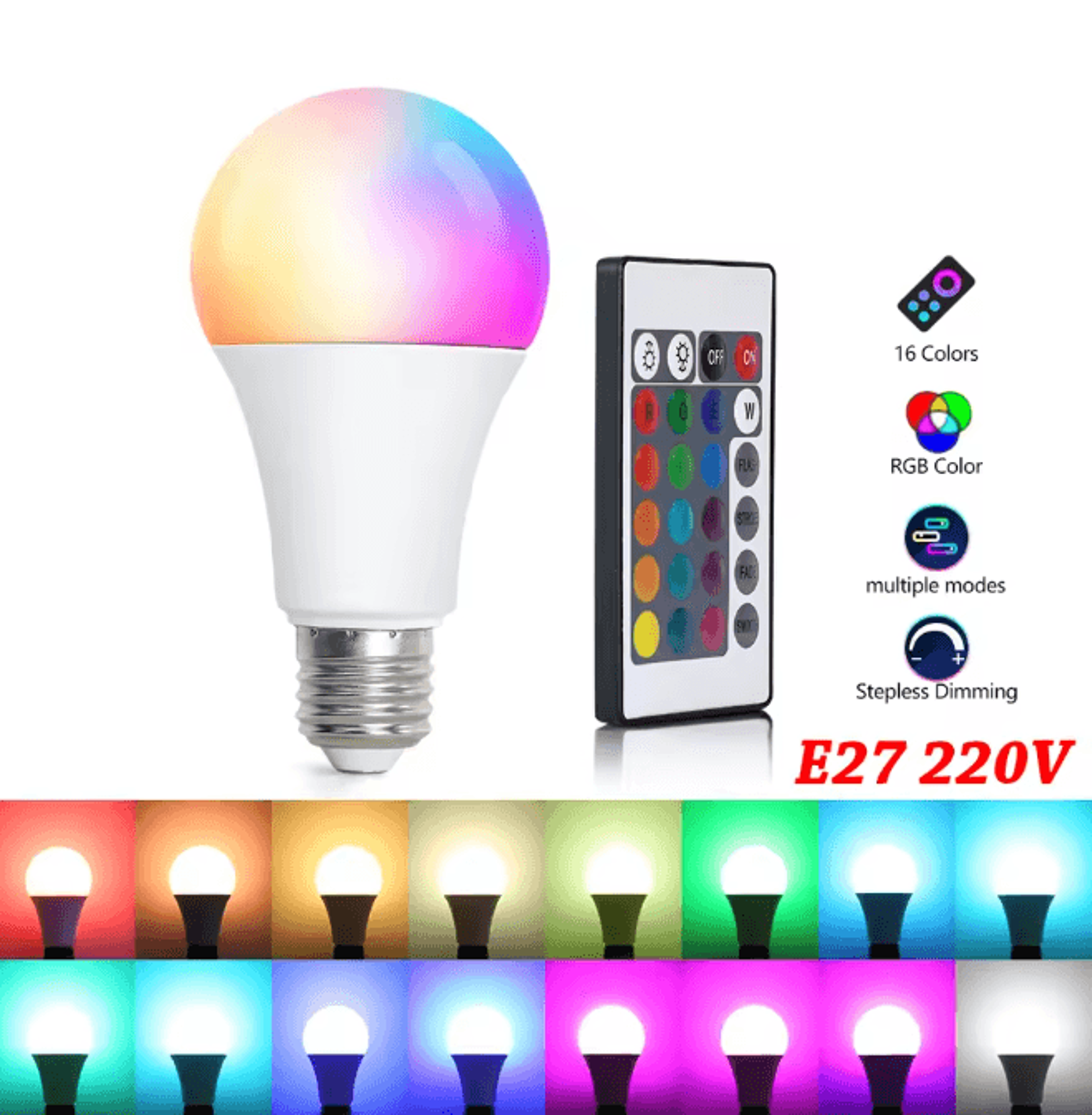 ColorAura RGB LED Light Bulb 16 Color Dimmable E27 Smart Bulb With Remote 0