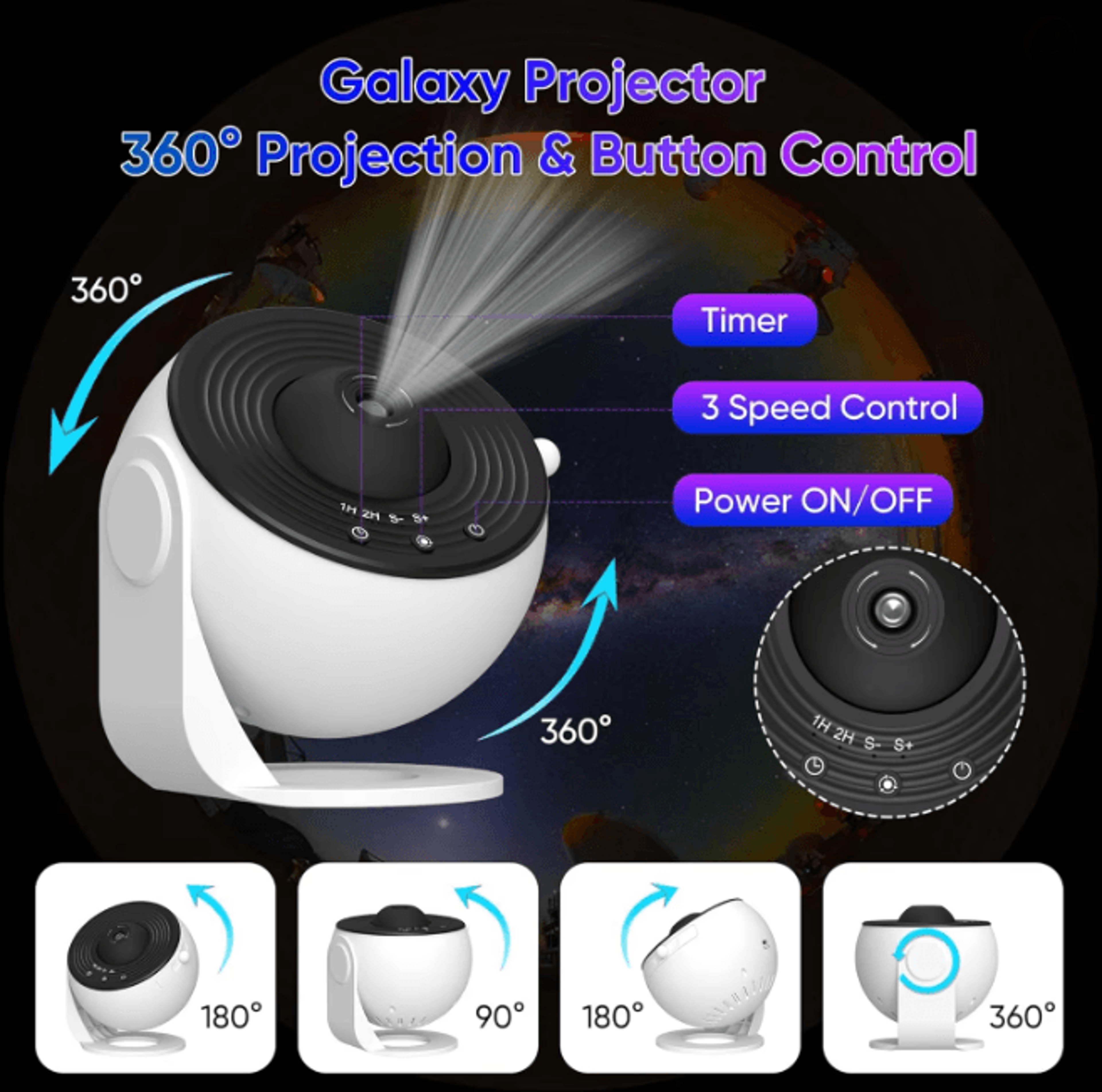 StarScape HD Galaxy Projector Night Light With Rotating Planetarium Discs 2