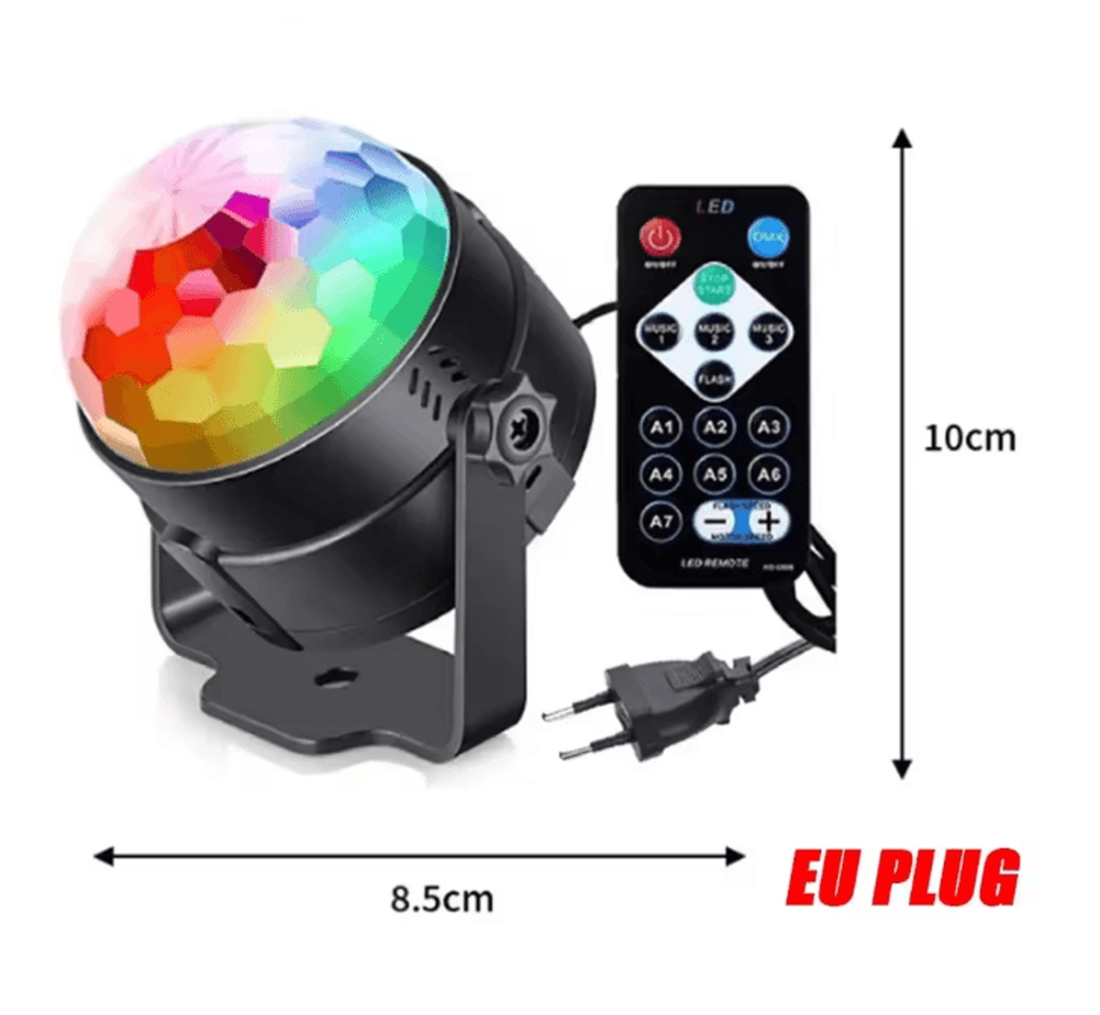 PartyPulse RGB Sound Activated Disco Ball Light With Remote Control 6