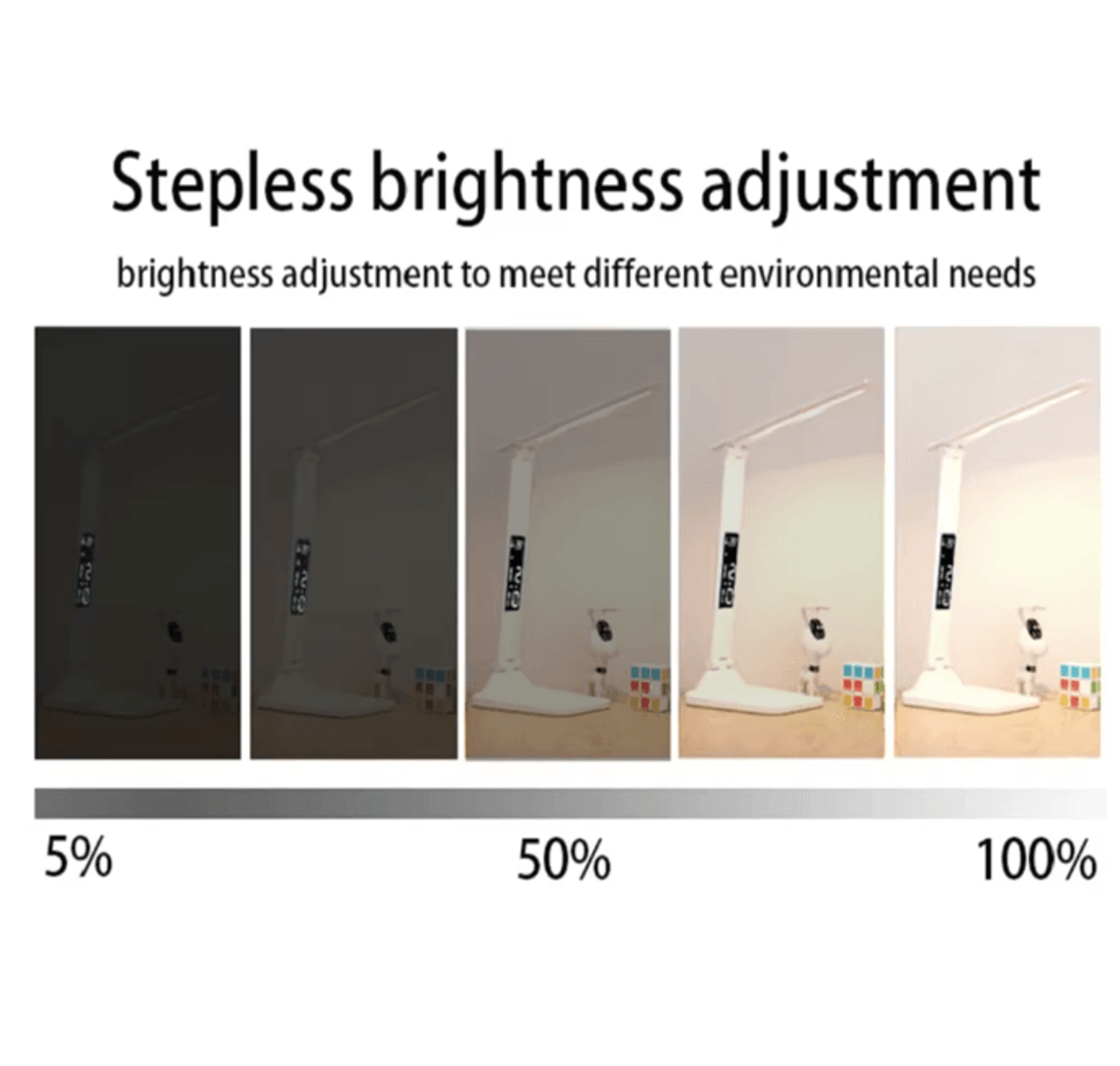 Folding LED Desk Lamp USB Touch Dimmable Reading Light With Clock And Thermometer 1