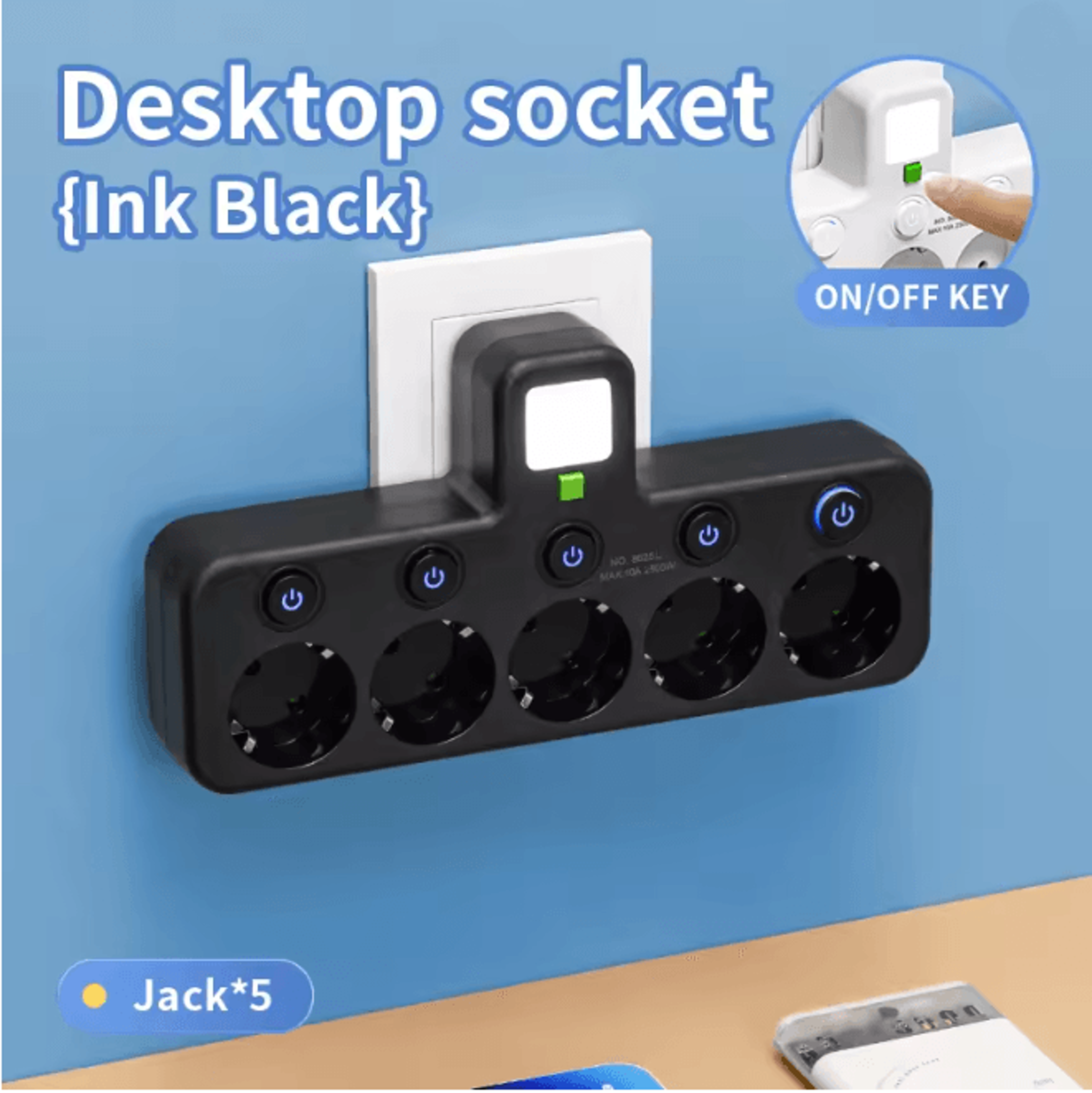 EU Multi Socket Wall Plug Adapter Four Way Power Socket Space Saving Design 7