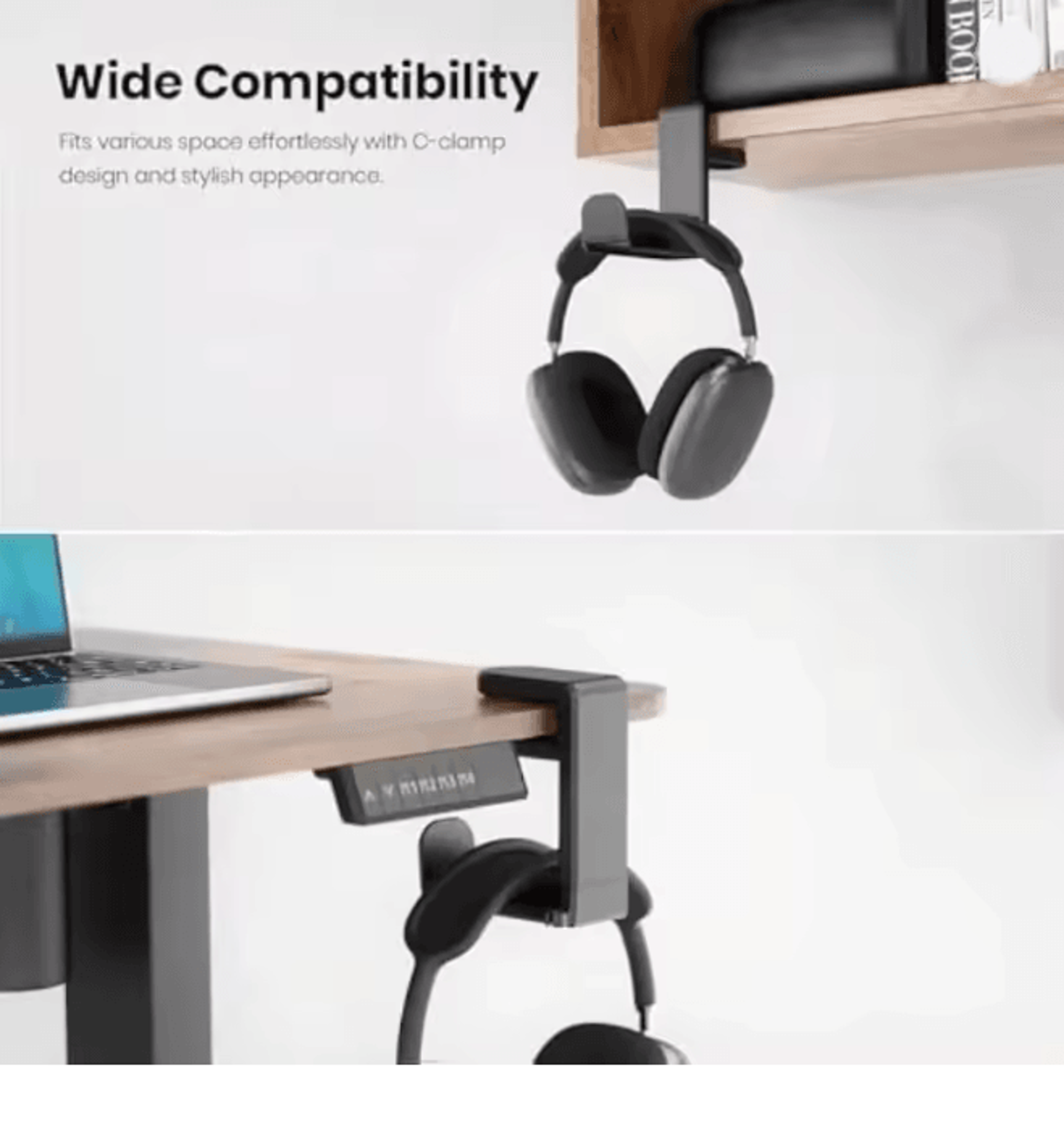 360 Degree Rotating Desk Clip Headphone Stand Adjustable Gaming Headset Hook 1