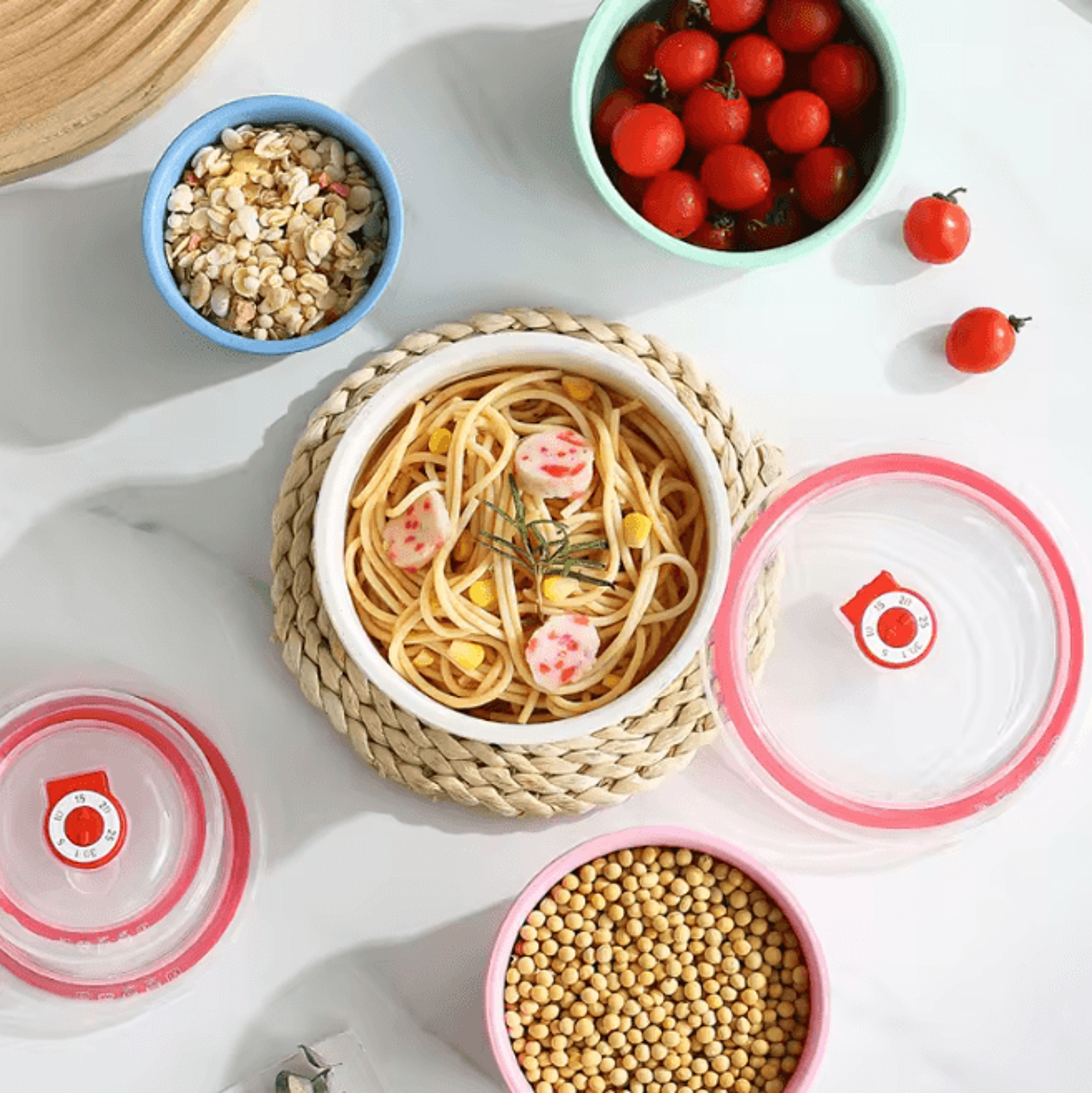 Wheat Straw Food Storage Bowls With Lids Microwave Safe 3 Piece Set 2