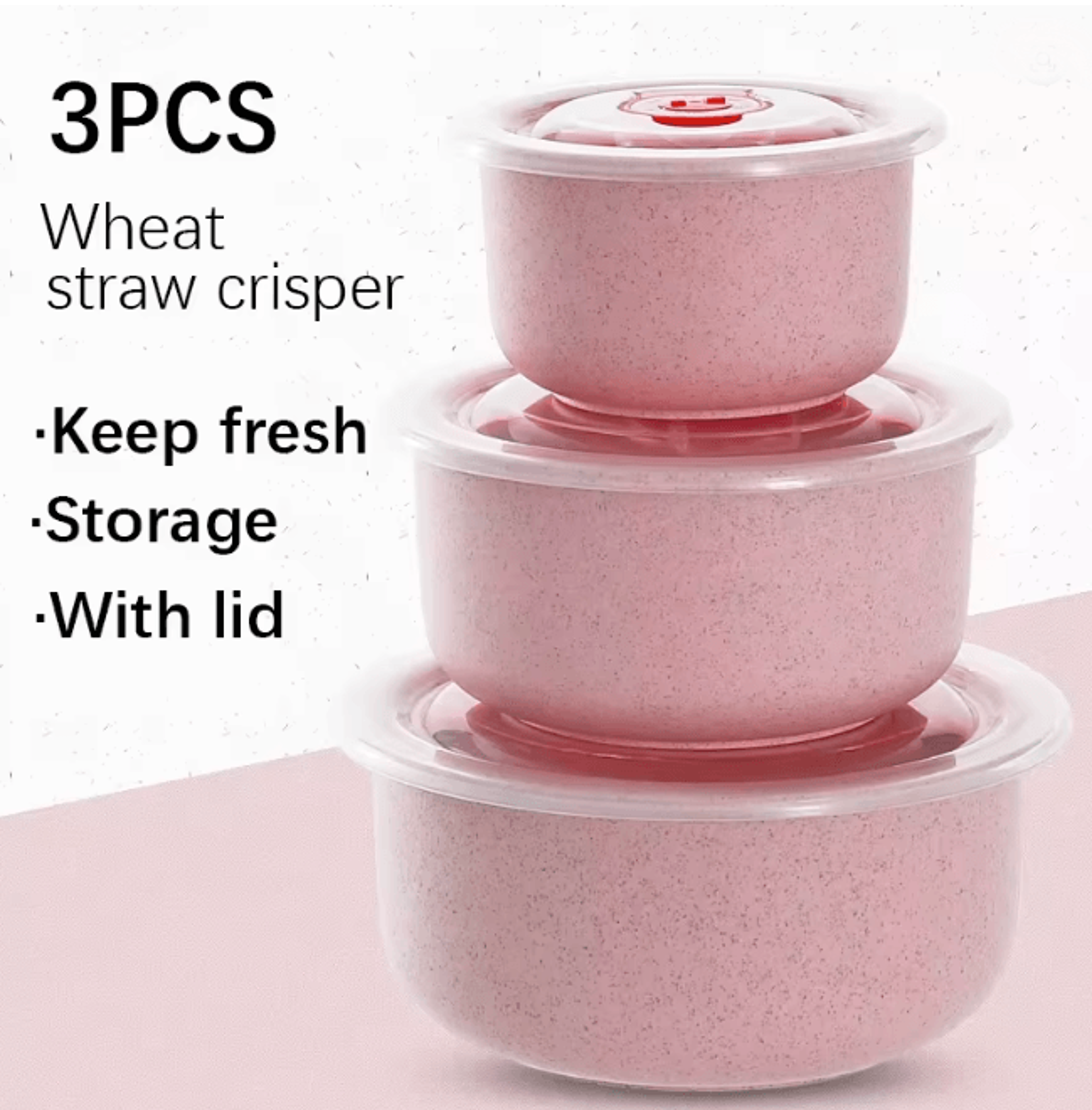 Wheat Straw Food Storage Bowls With Lids Microwave Safe 3 Piece Set 3