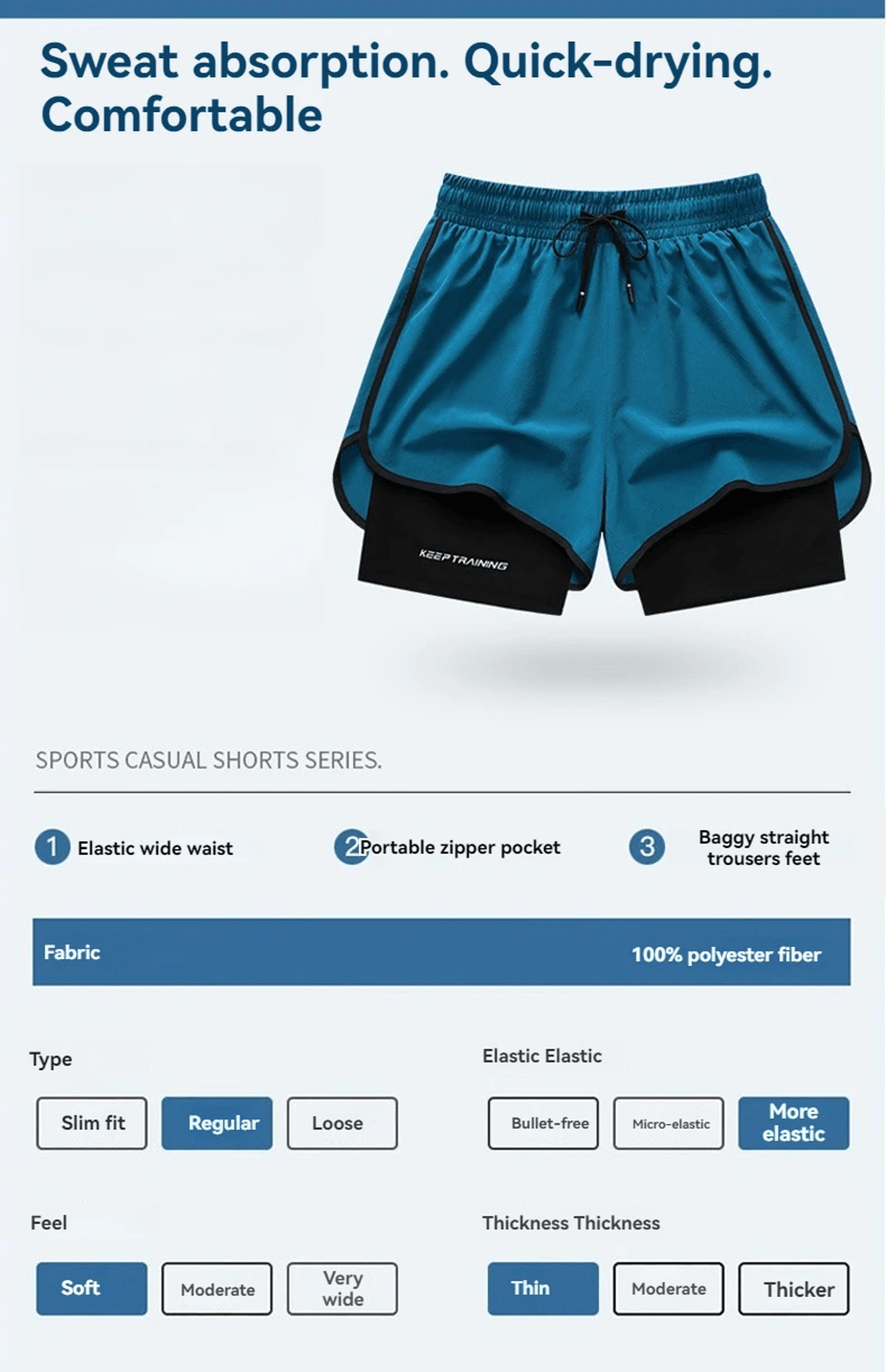 Ice Silk Mens Sports Shorts Quick Dry Running Basketball Fitness Set 1