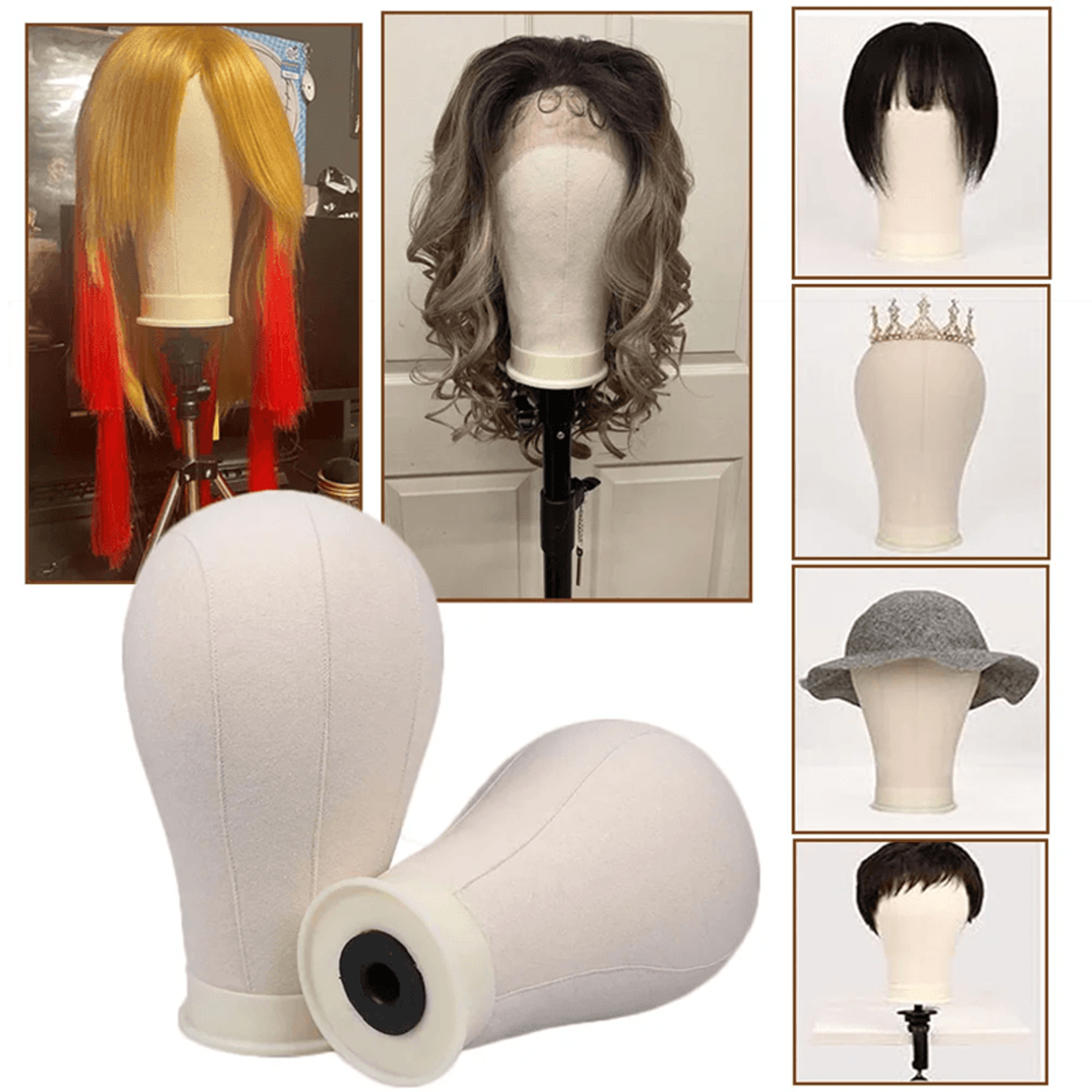 Canvas Wig Head Mannequin With Stand For Wig Making And Display 0