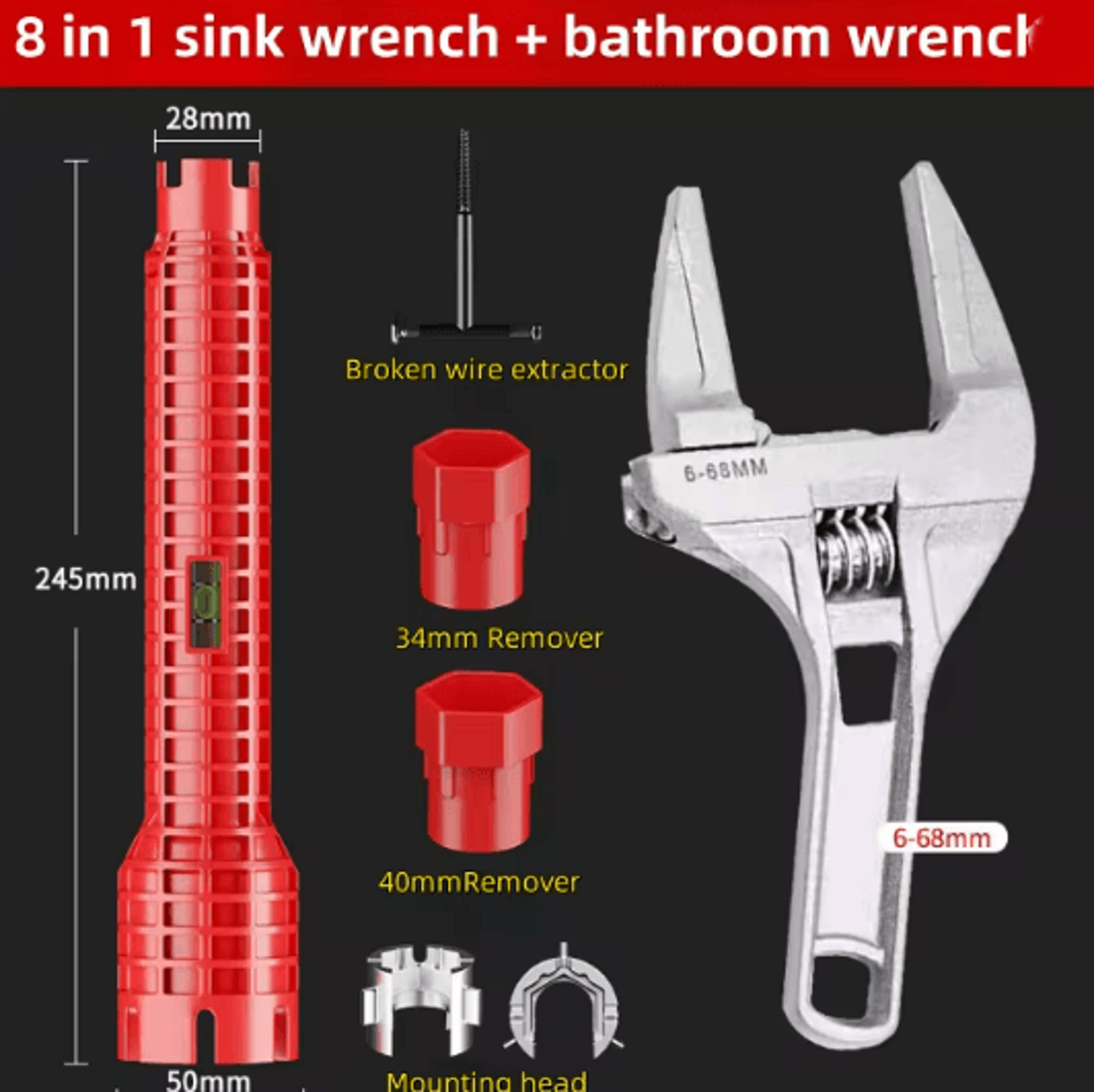Universal Multifunctional Sink Wrench For Faucet And Water Pipe Installation 5
