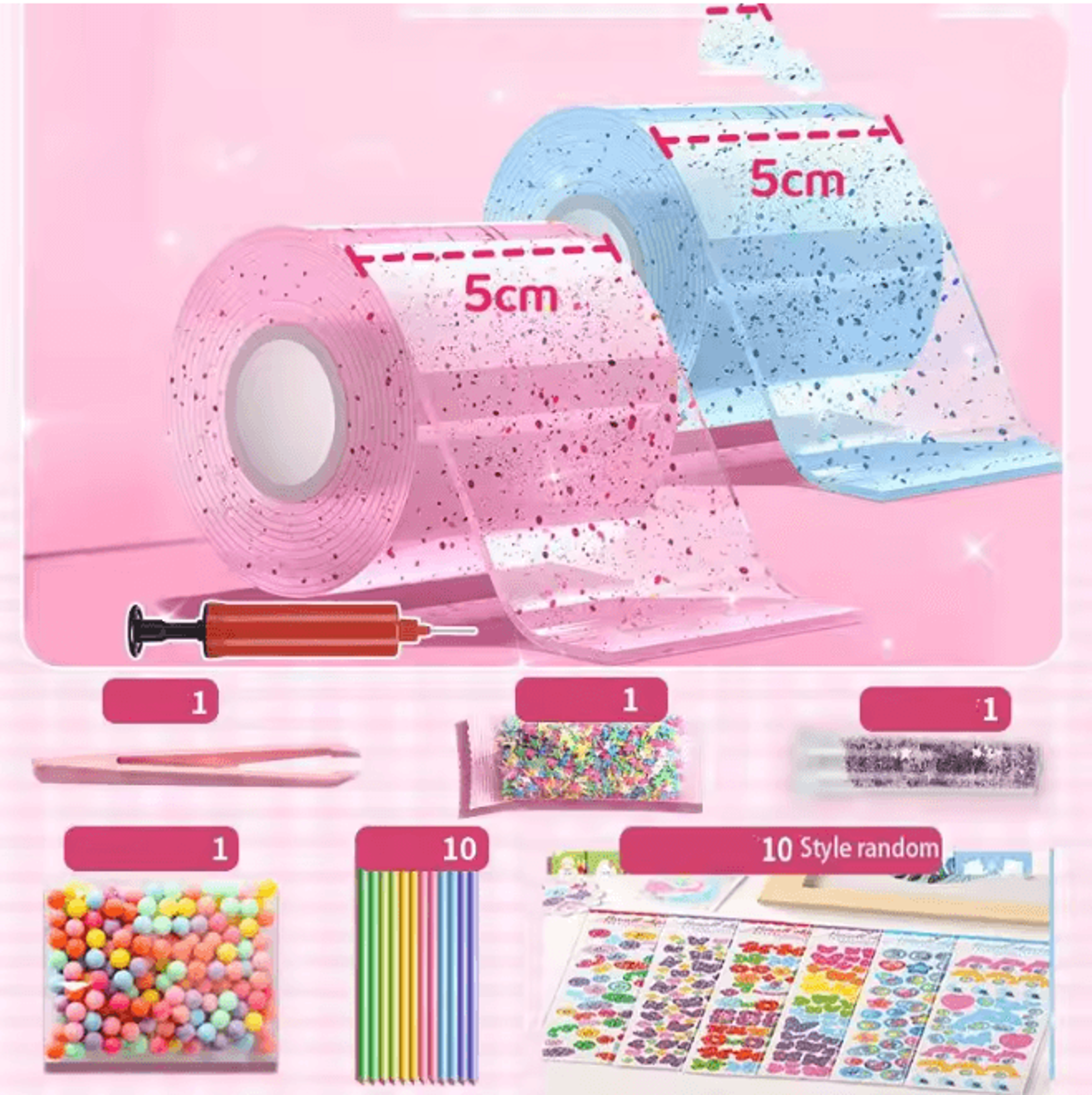 Nano Bubble Tape Stress Relief Toy Reusable Double Sided Nano Glue Set 5