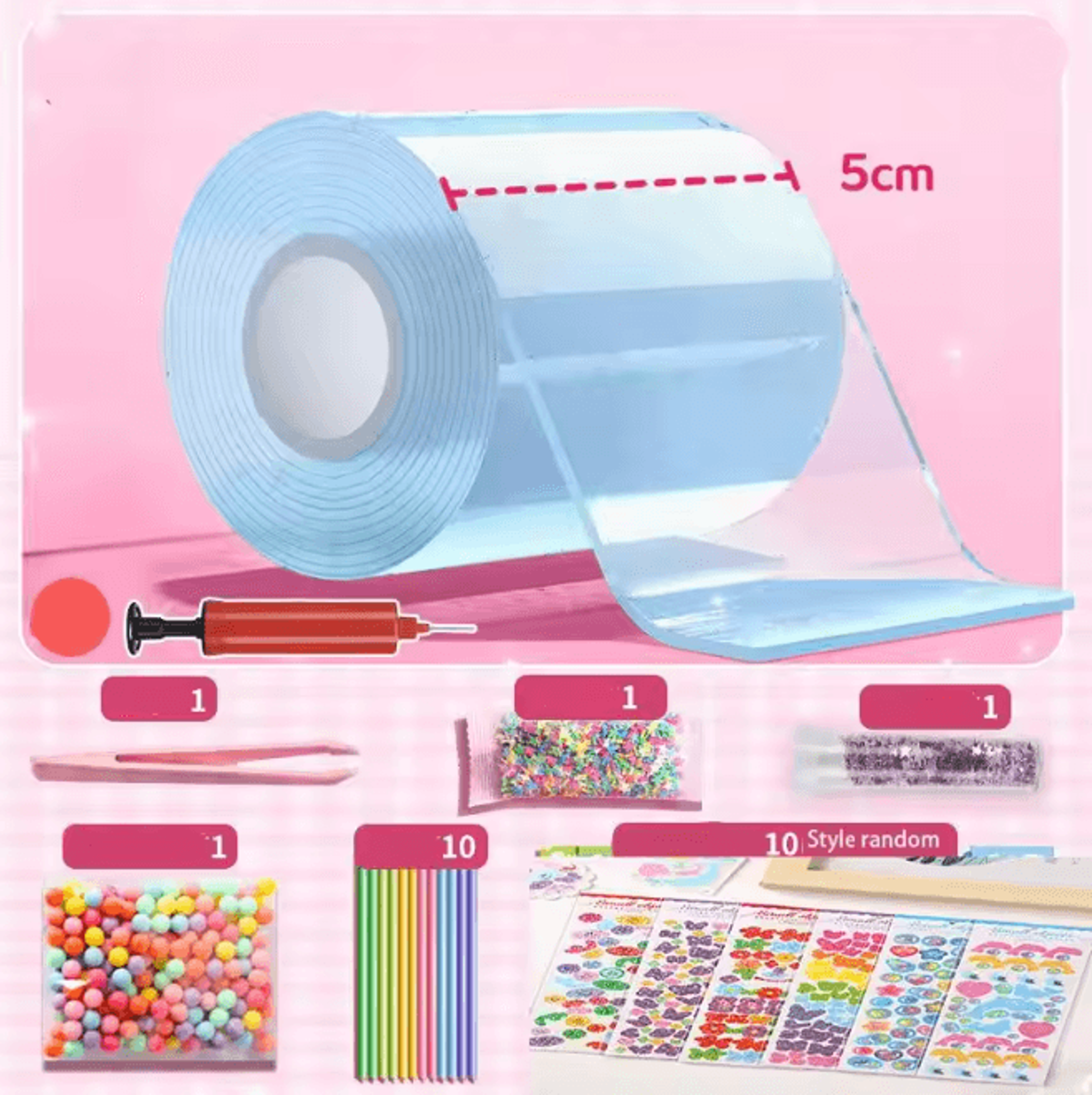Nano Bubble Tape Stress Relief Toy Reusable Double Sided Nano Glue Set 6