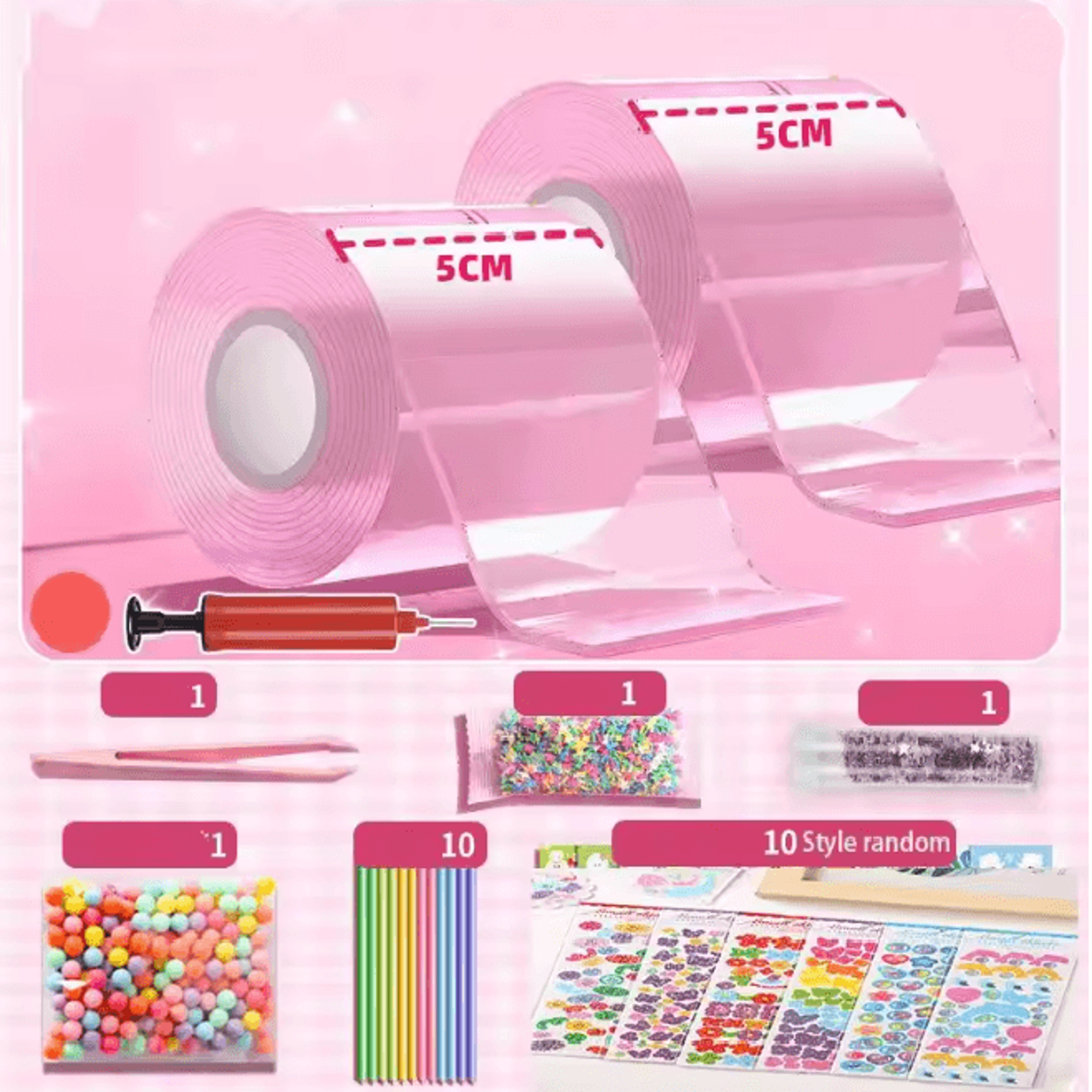 Nano Bubble Tape Stress Relief Toy Reusable Double Sided Nano Glue Set 11
